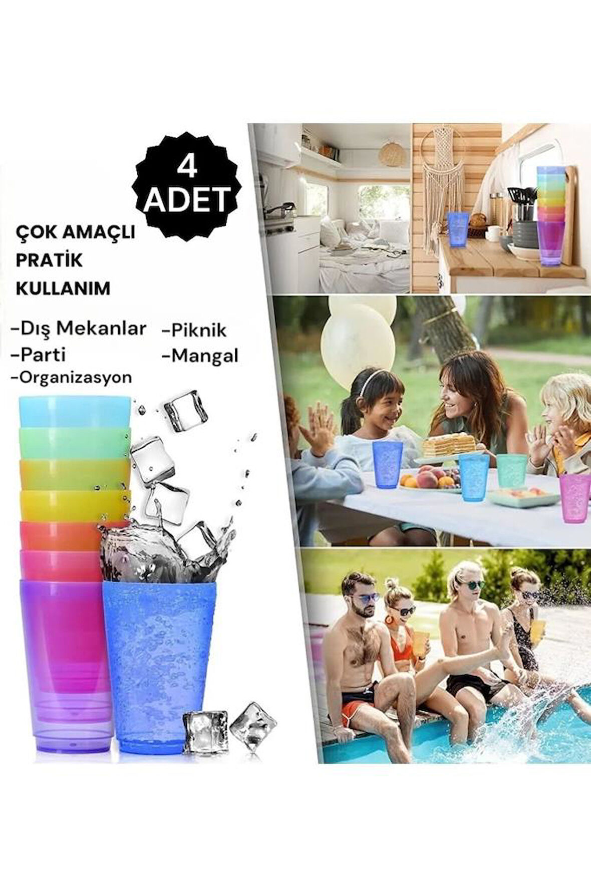 Mithra Life 4 Adet 250 ML Kırılmaz Parti Piknik Bardağı MIT1109