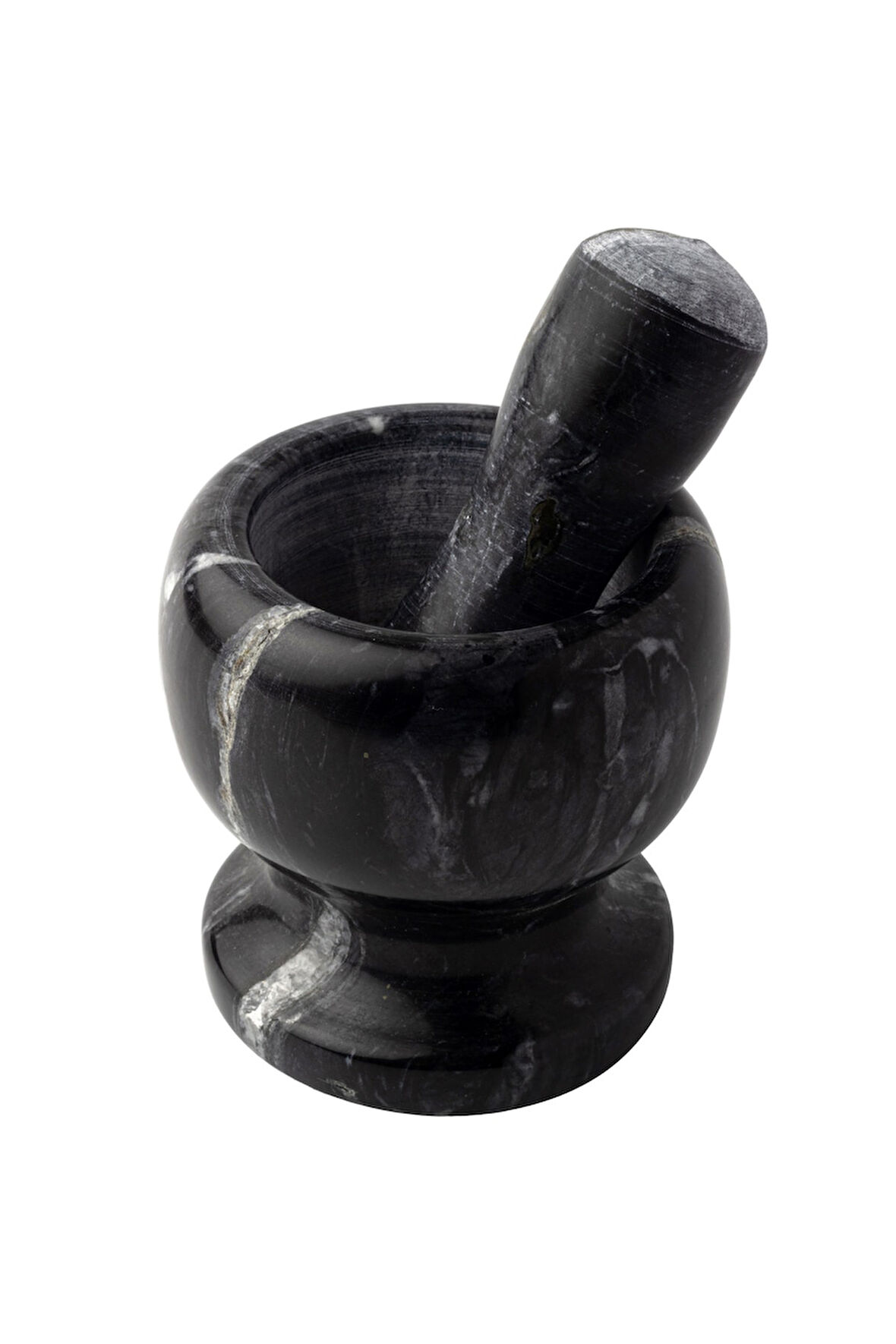 Mithra Life Lüks Doğal Desenli Ayaklı Siyah Mermer Oyma Havan ve Tokmak MIT1246