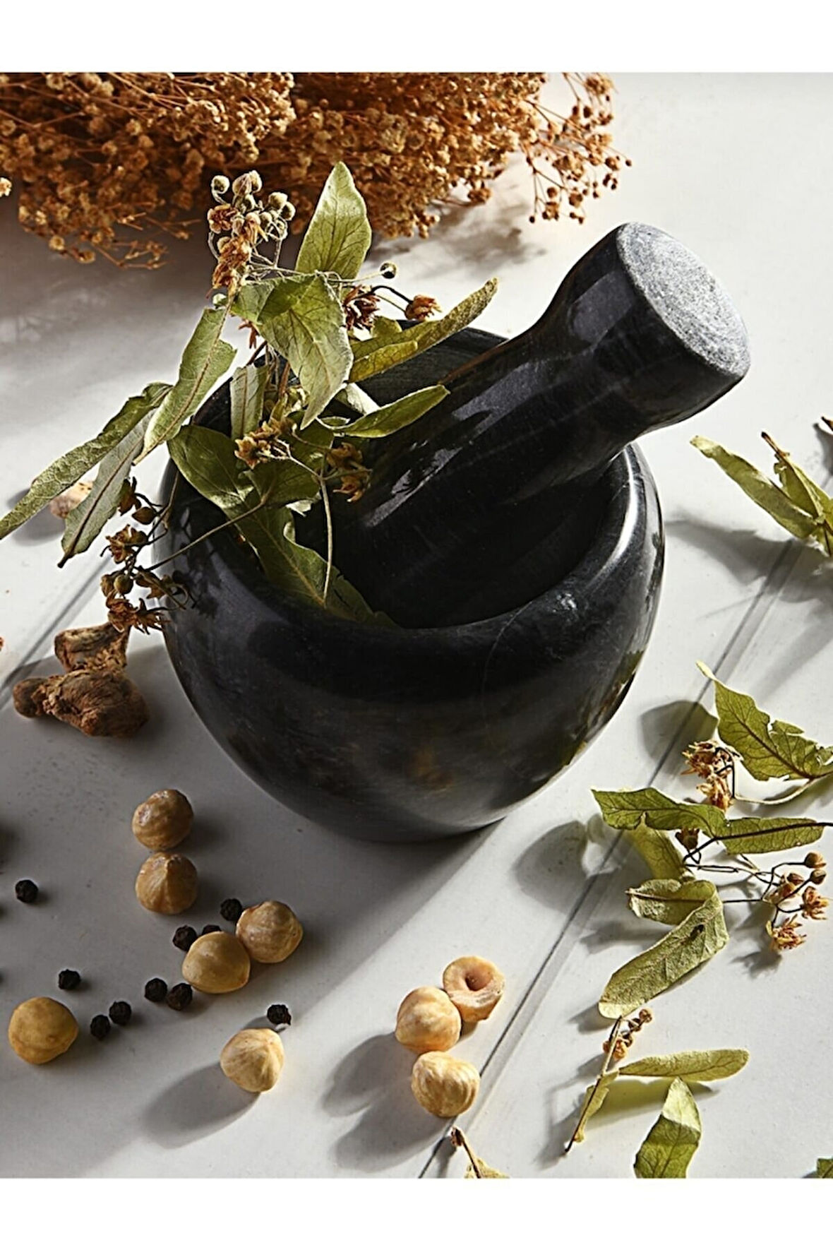 Mithra Life Lüks Doğal Desenli Koyu Gri Mermer Oyma Havan ve Tokmak MIT1251