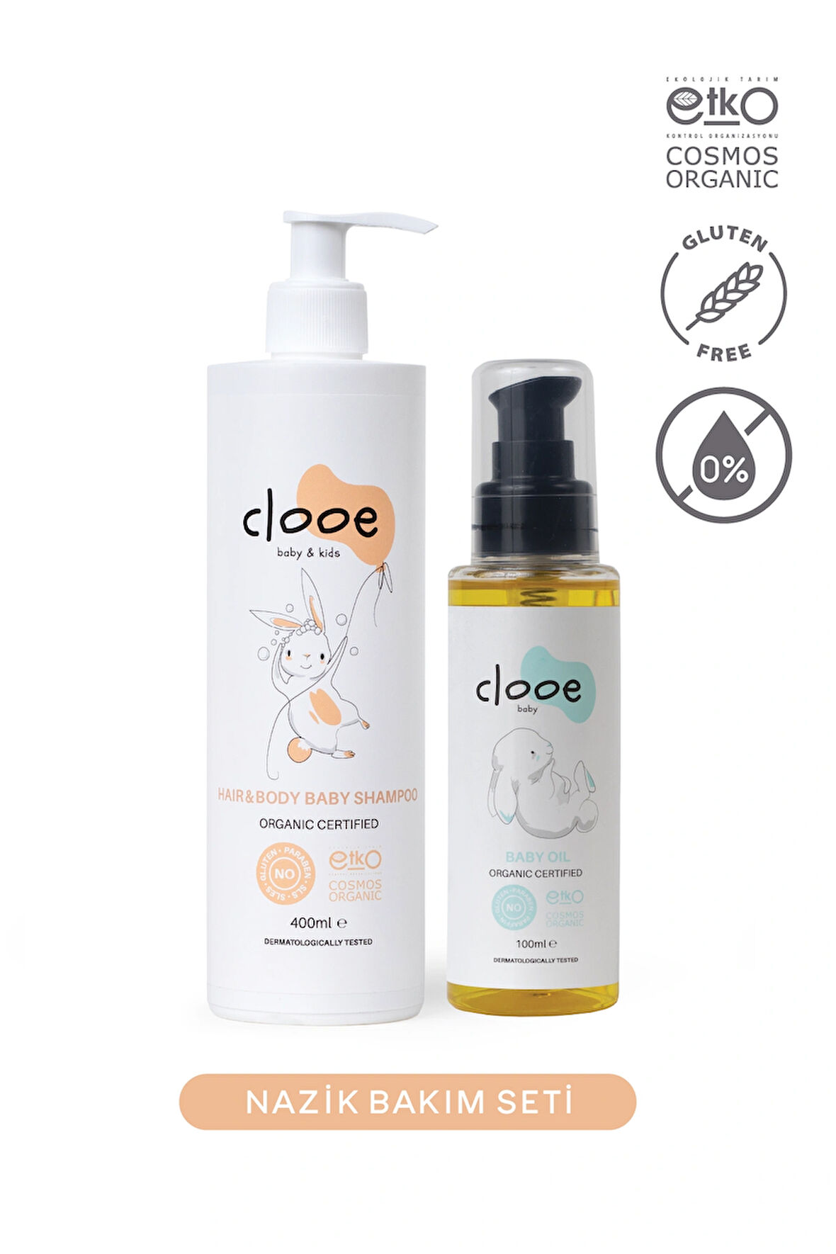 Hassas Bakım Seti - Organik Bebek Şampuanı (400ML) - Organik Bebek Yağı (100ML)