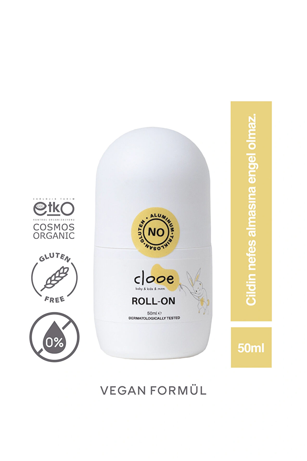 Clooe Doğal Roll On Unisex Ter Kokusu Önleyici (50ml) - Lekesiz, Fresh, Gözenek Kapatmaz