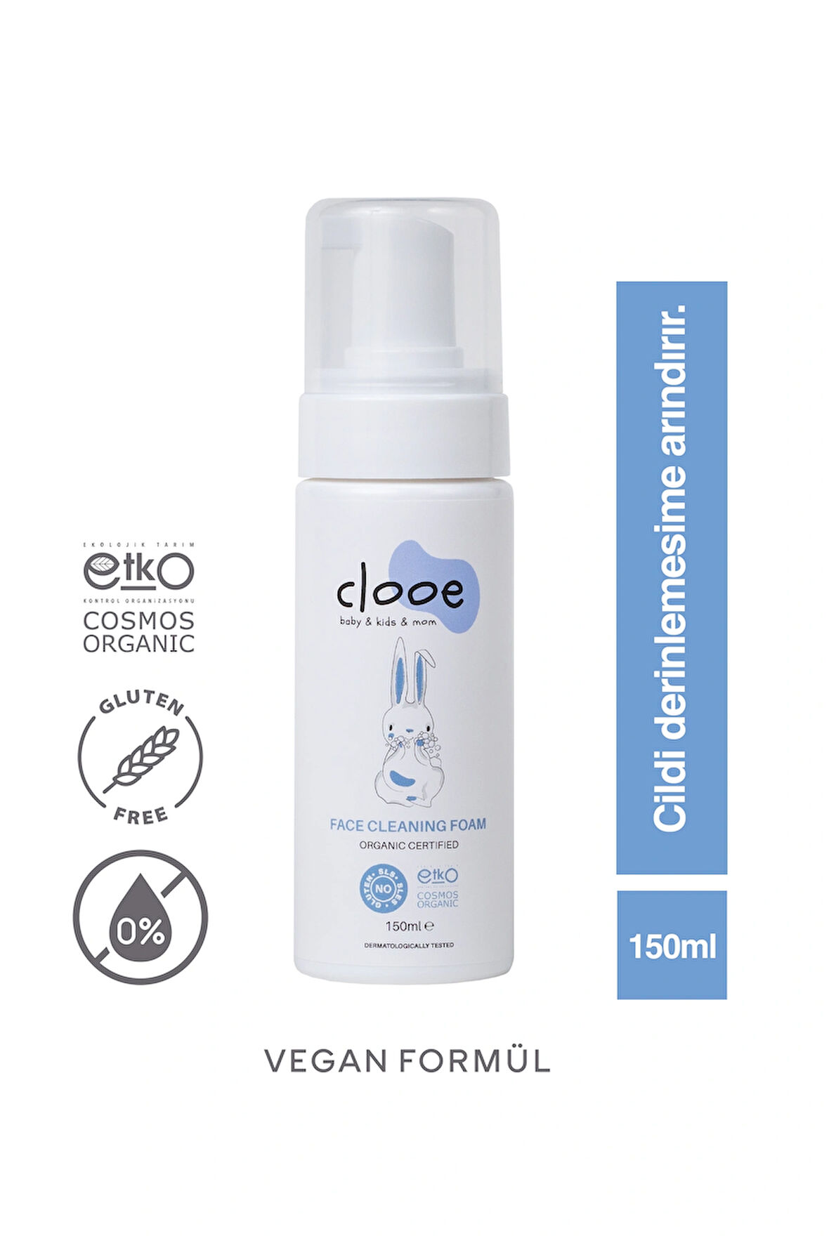 Clooe Organik Yüz Temizleme Köpüğü (150ml) - Yetişkin & Çocuk - Aloe Vera, At Kestanesi, Meyan Kökü