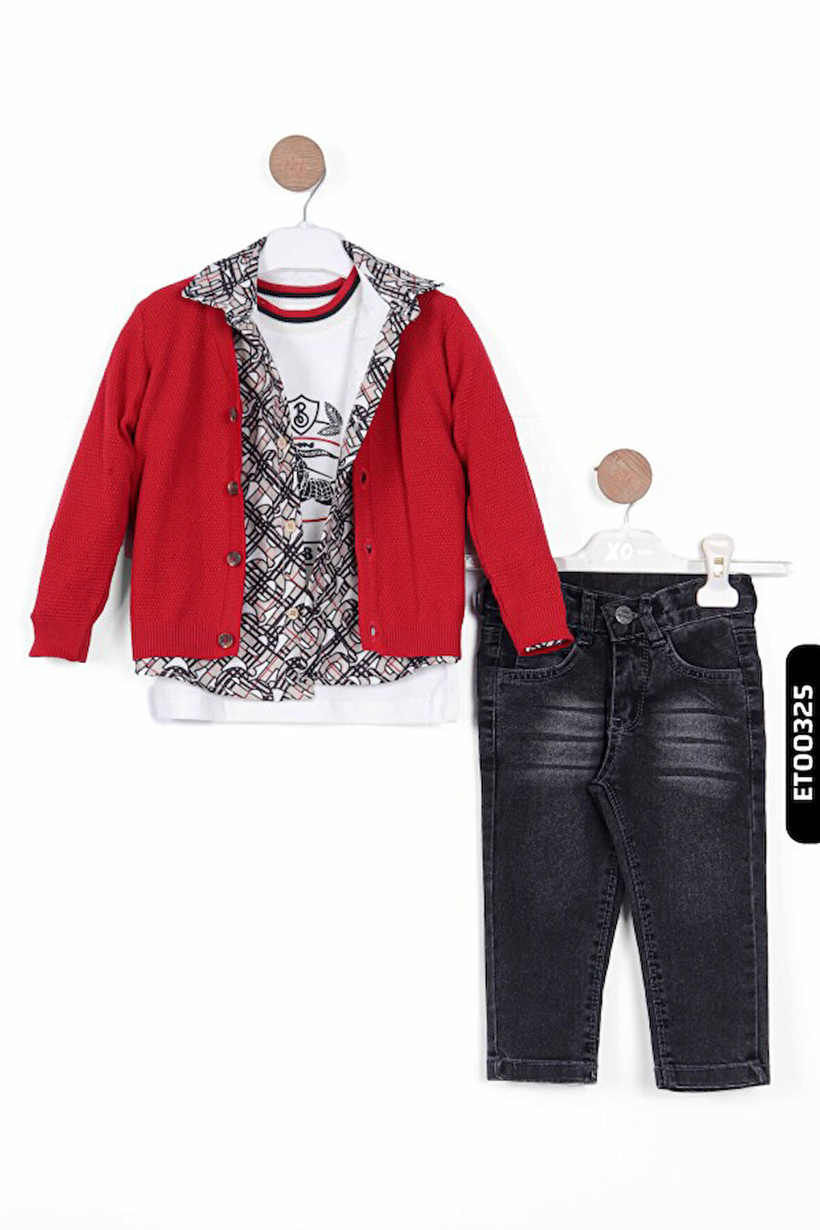 Yünlü Düğmeli Ceketli Asterli gömlekli 4lu Erkek Çocuk Alt Üst Takım 1-5 Yaş 1432
