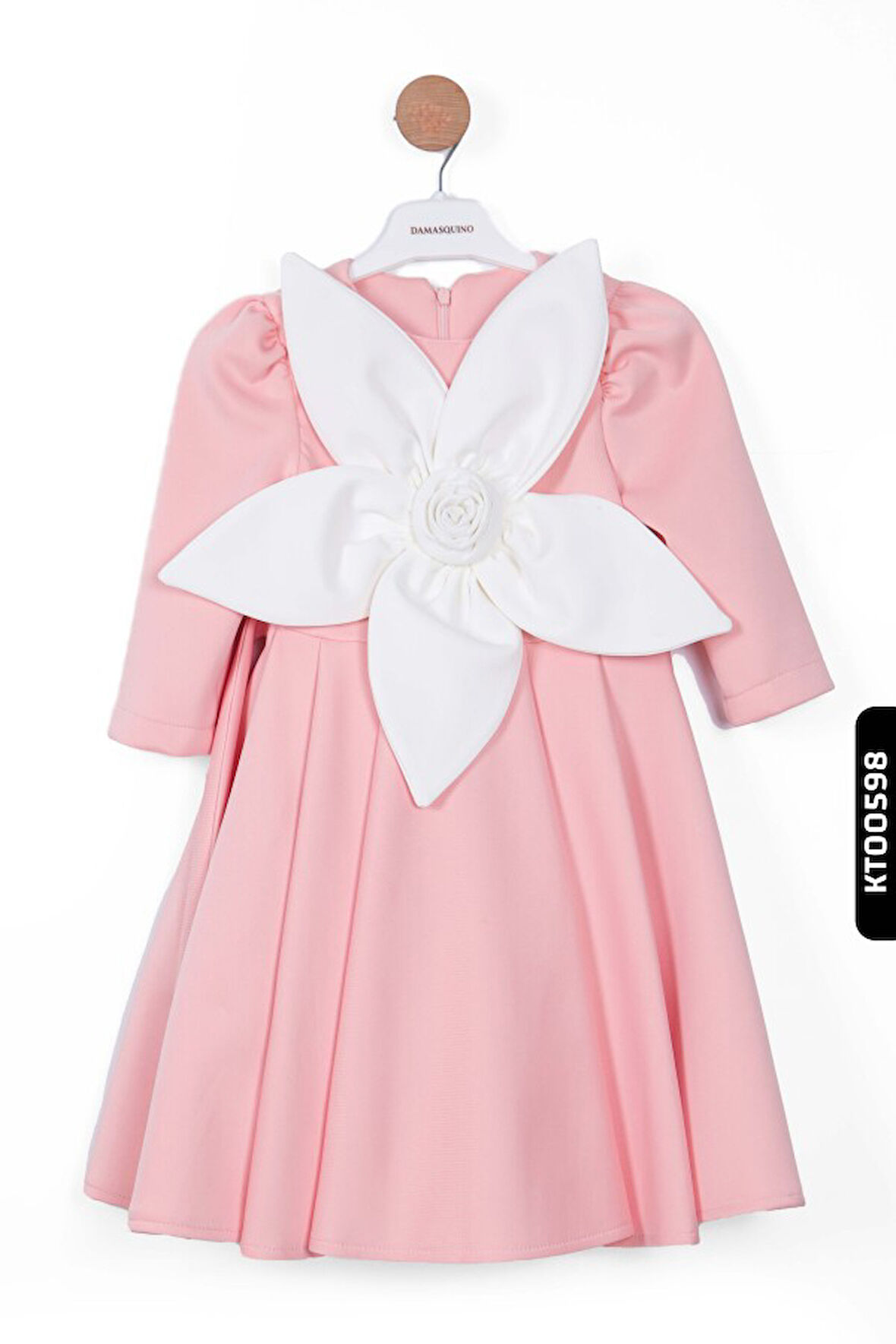 Bohça Detaylı Pliseli Bözgülü Kollu Tüllü Beli Kuşaklı 4-8 Yaş 10038