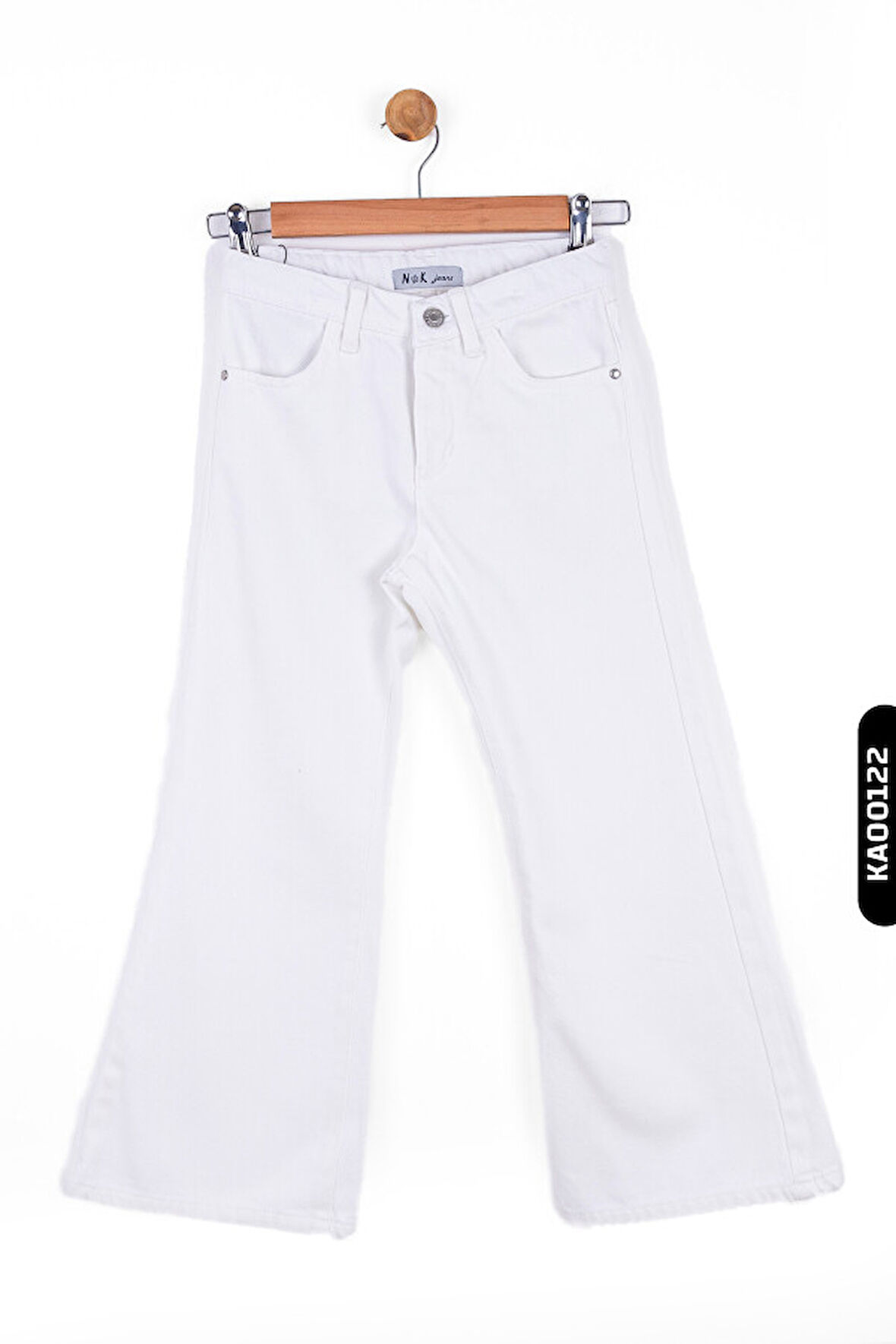 Geniş Paçalı Kemerli Yarım Fermuarlı Kız Çocuk Pantolon 8-14 Yaş 55706