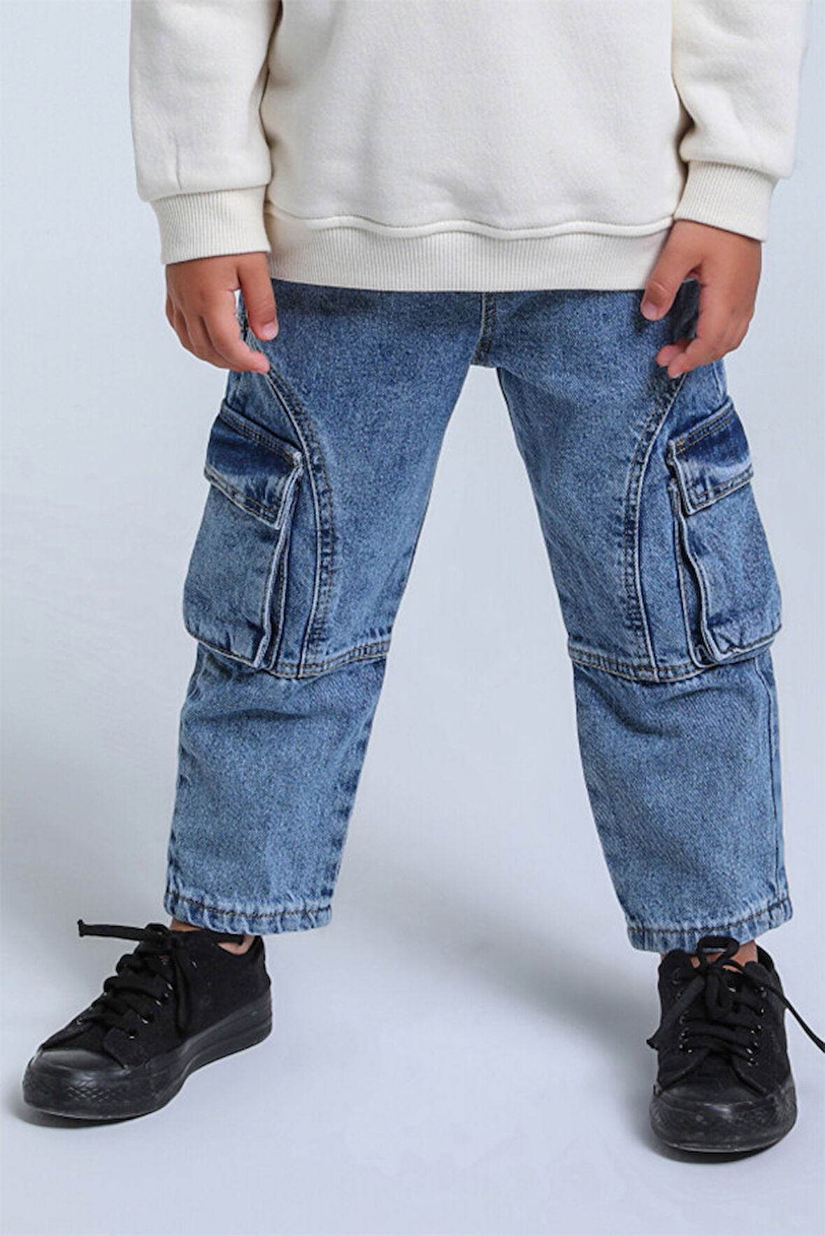 Krago Cepli Düz Renkli Düğmeli Kot Erkek Çocuk Pantolon 1-4 Yaş 24023