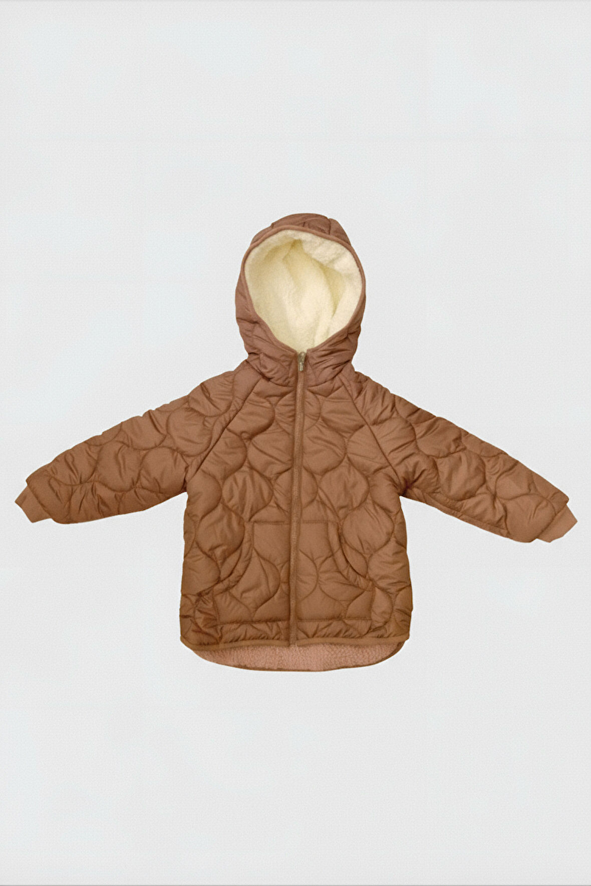 Çift Traflı İçi Polarlı Rüzgar Geçirmez Kapüşonlu Şişme Kız Çocuk Mont 6-10 Yaş 50323