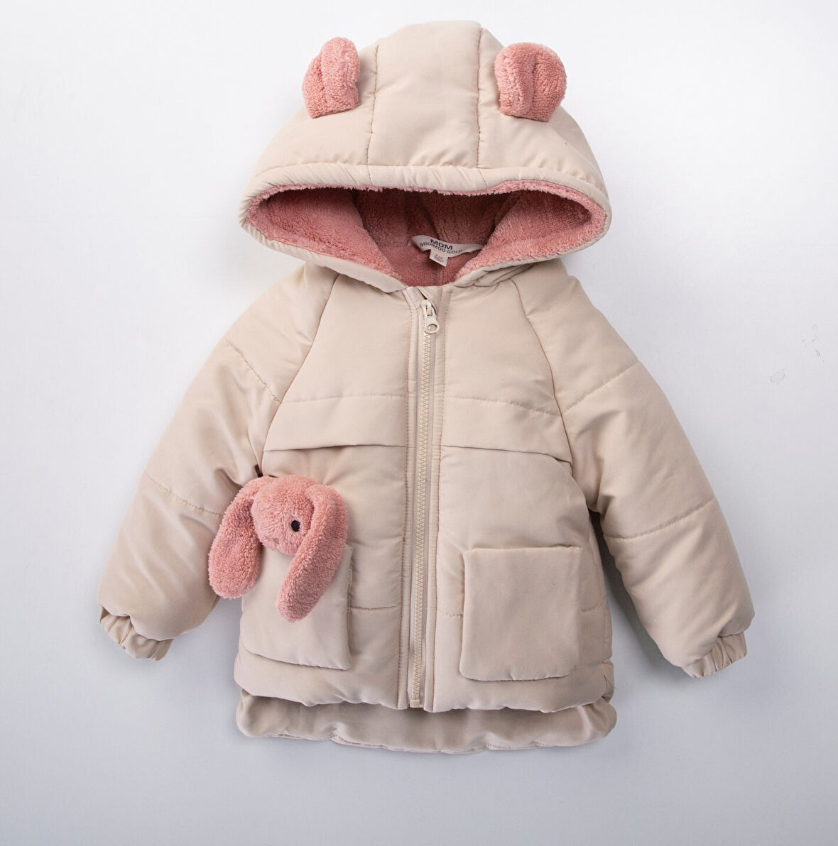 Su Ve Rüzgar Geçiemez Kapüşonlu Şişme Peluş Kışlık Kız Çocuk Mont 2-6 Yaş 50327