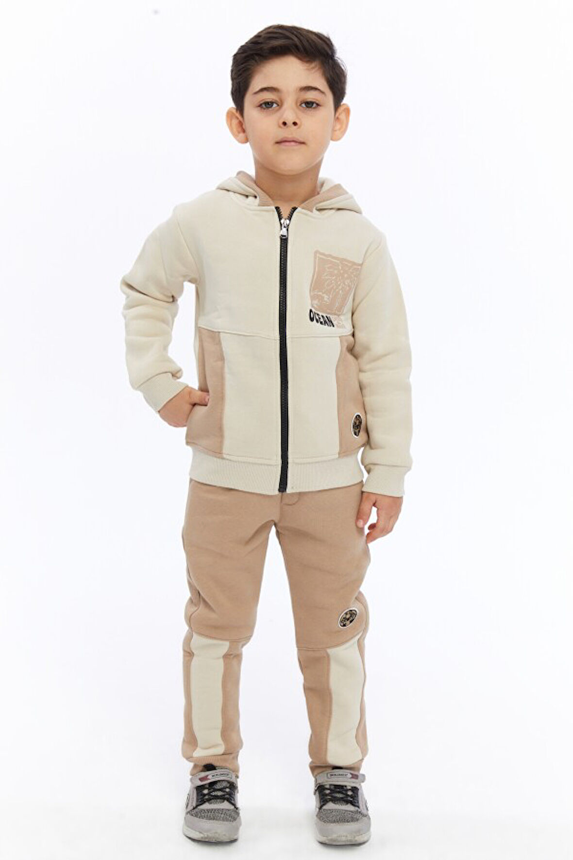 Kapüşonluı Bağcıklı Beli Lastikli Nakışlı Erkek Çocuk Eşofman Takım 2-7 Yaş 4013