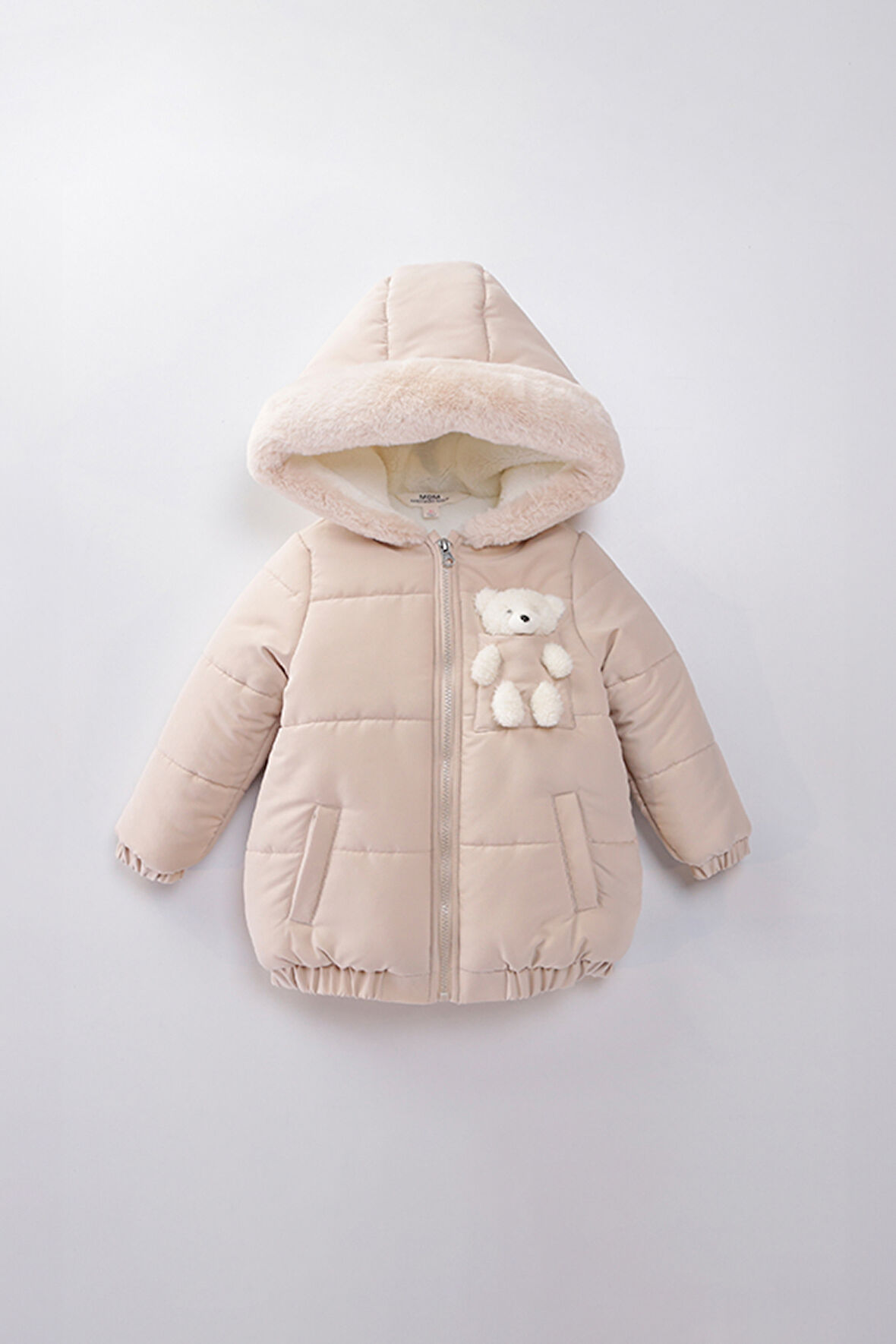 Su Ve Rüzgar Geçiemez Kapüşonlu Şişme Peluş Kışlık Kız Çocuk Mont 2-6 Yaş 50326