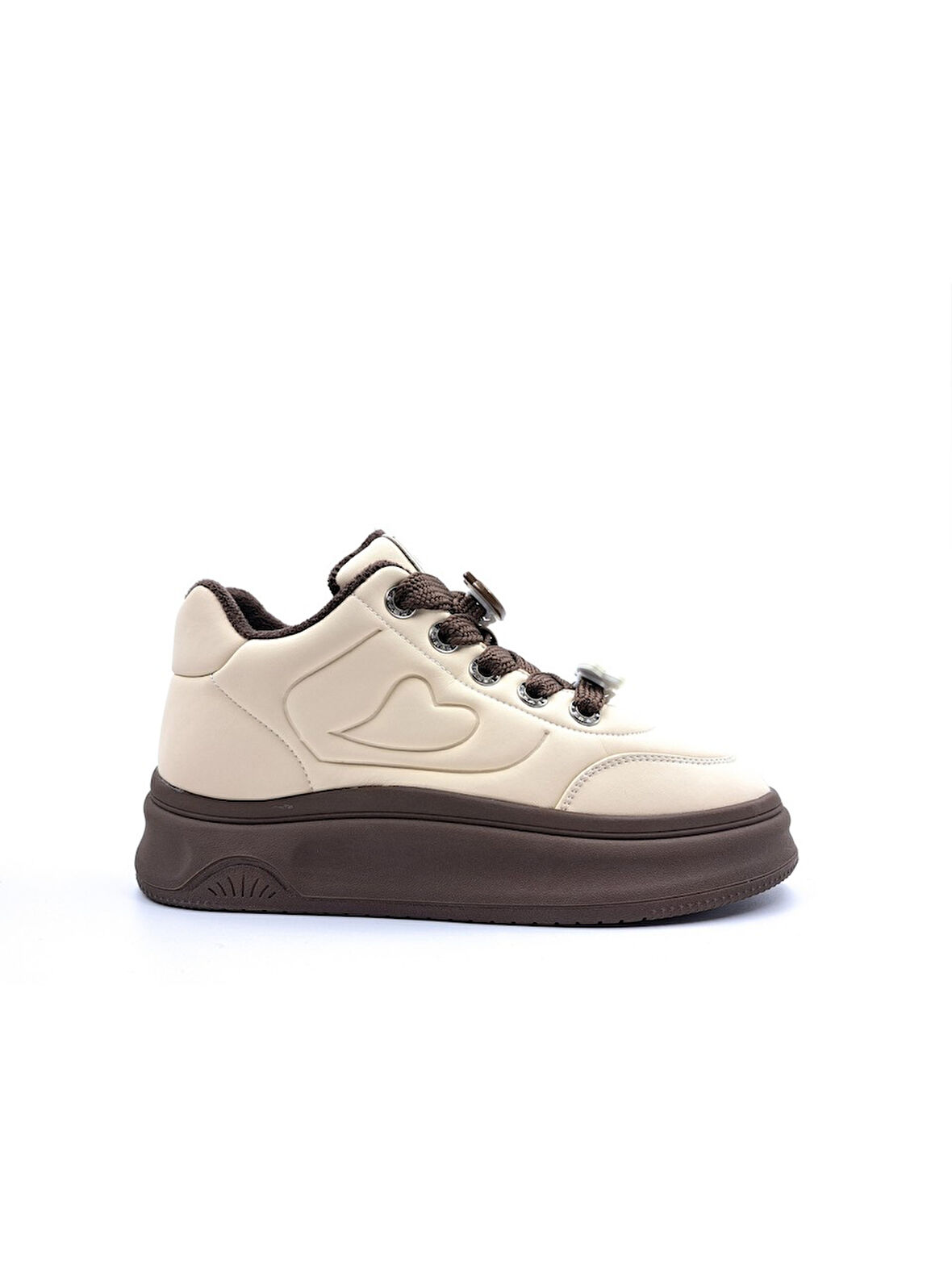 Guja 25k421 Kadın Emoji Süs Detaylı Kalın Taban Sneaker Ayakkabı Bej - Kahve