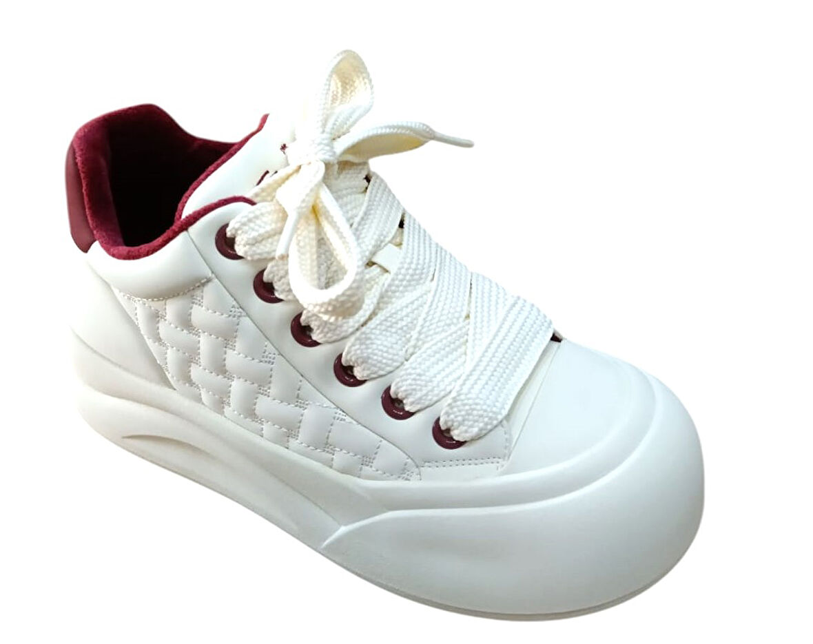 Guja 26k426-1 Kadın Kalın Taban Sneaker Ayakkabı Bej - Bordo