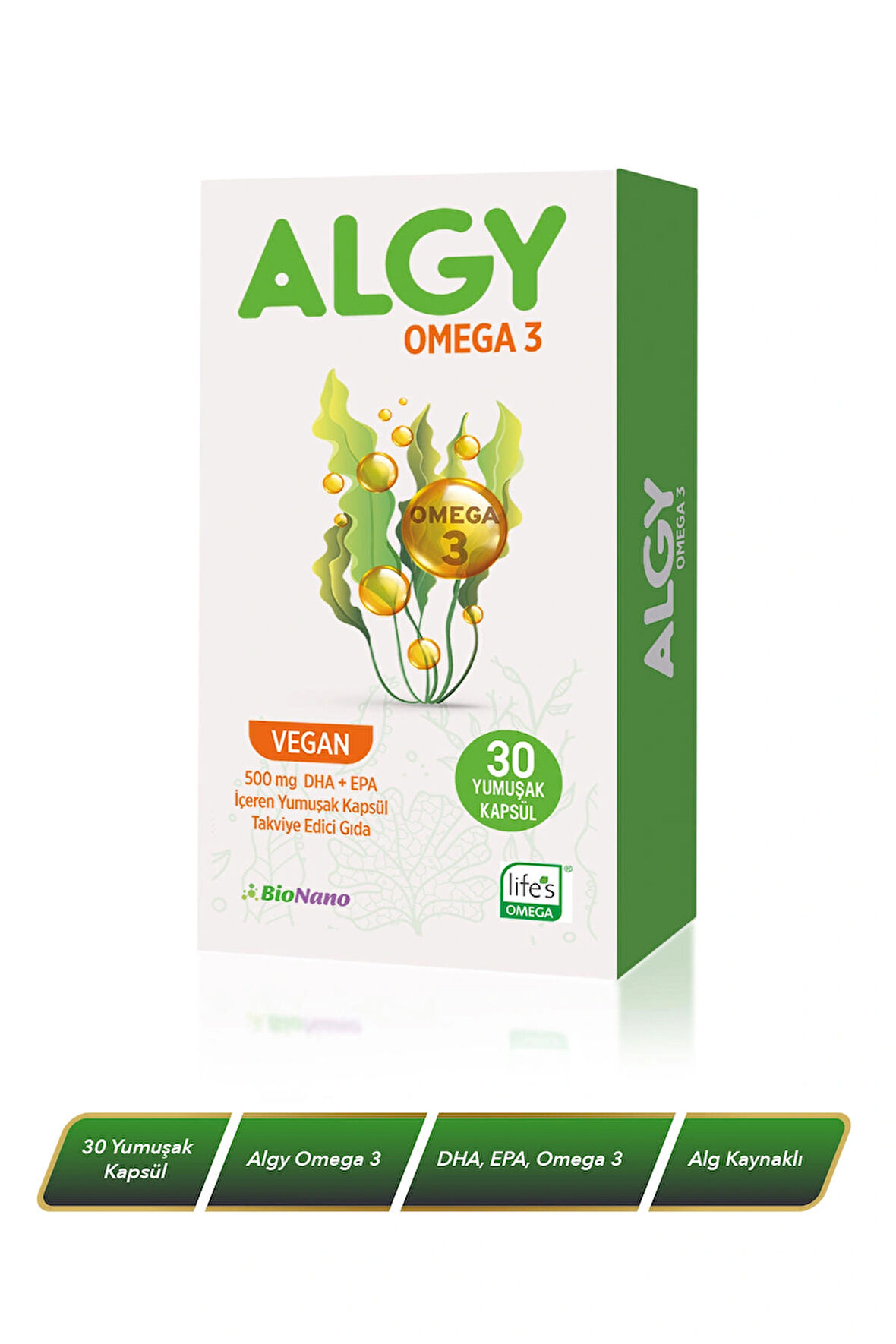 Algy Omega 3 Yüksek DHA | Epa | Alg Kaynaklı Bitkisel Vegan Omega 3