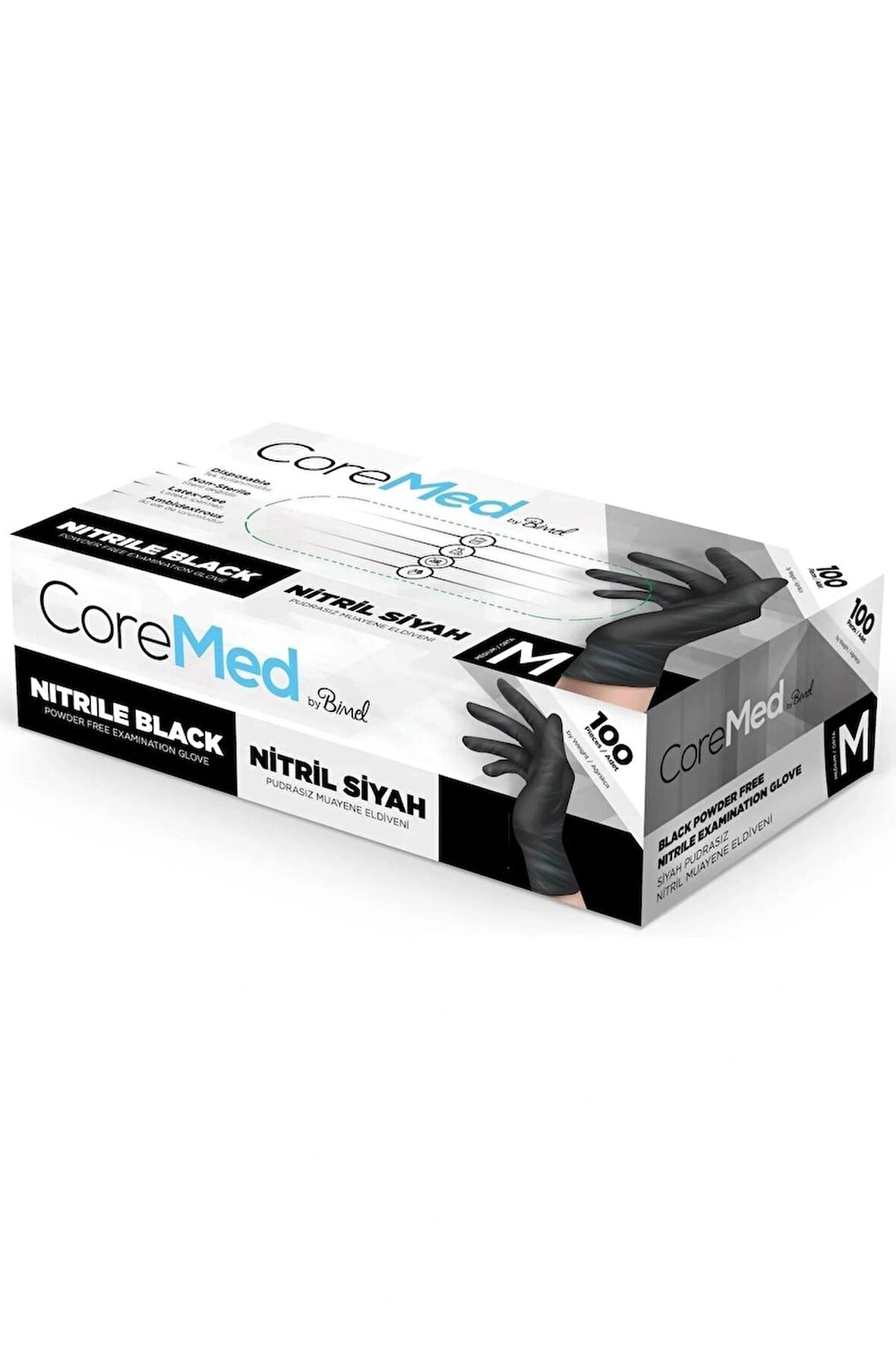 BİMEL COREMED SİYAH PUDRASIZ NİTRİL ELDİVEN M/ORTA