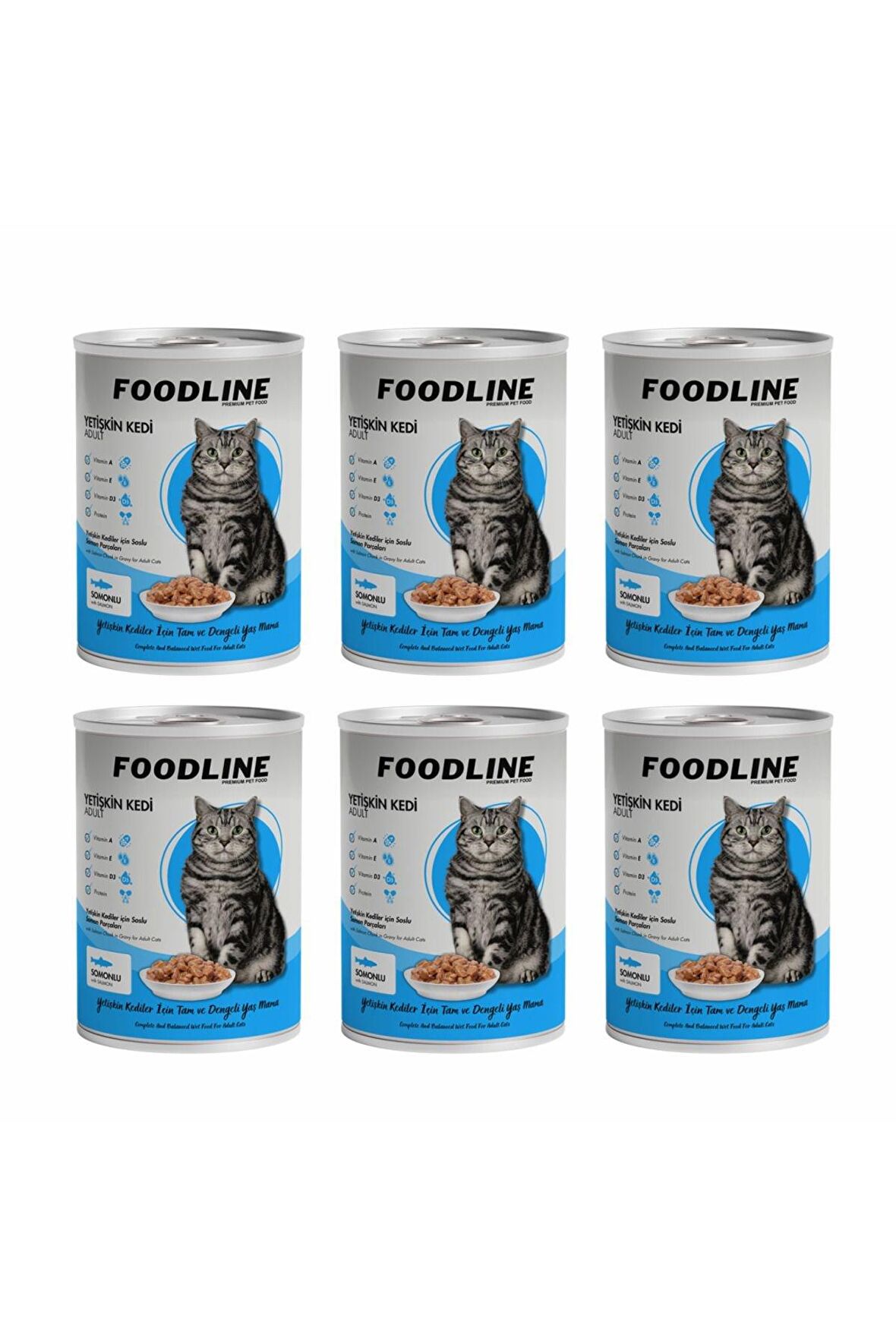 Foodline Somonlu Yetişkin Kedi Konservesi 400 Gr x 6 Adet