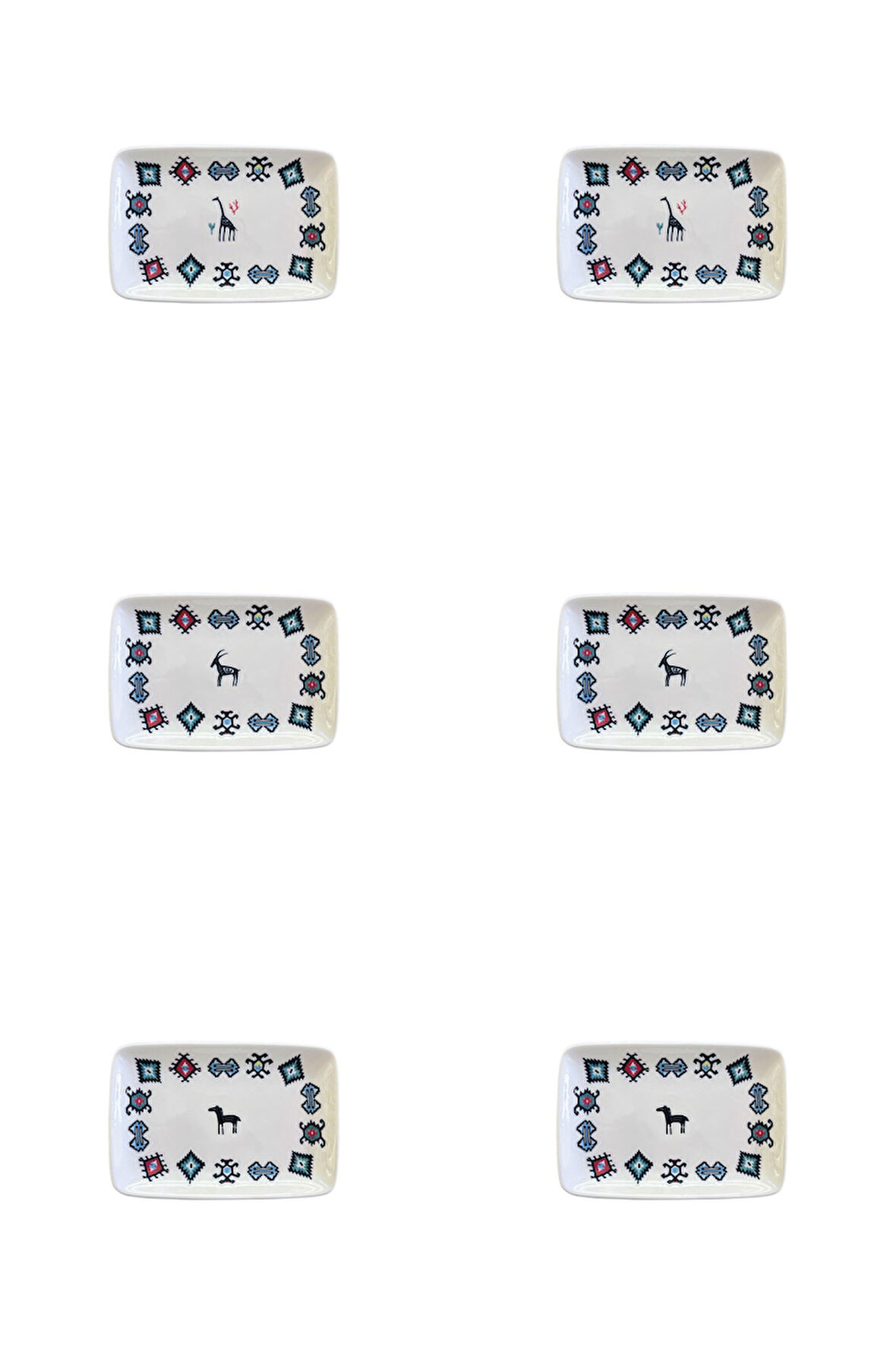 Porser Porselen Hitit Dikdörtgen Kayık Tabak Takımı 21x13cm 6 Parça PAZ6DKYPRS1226