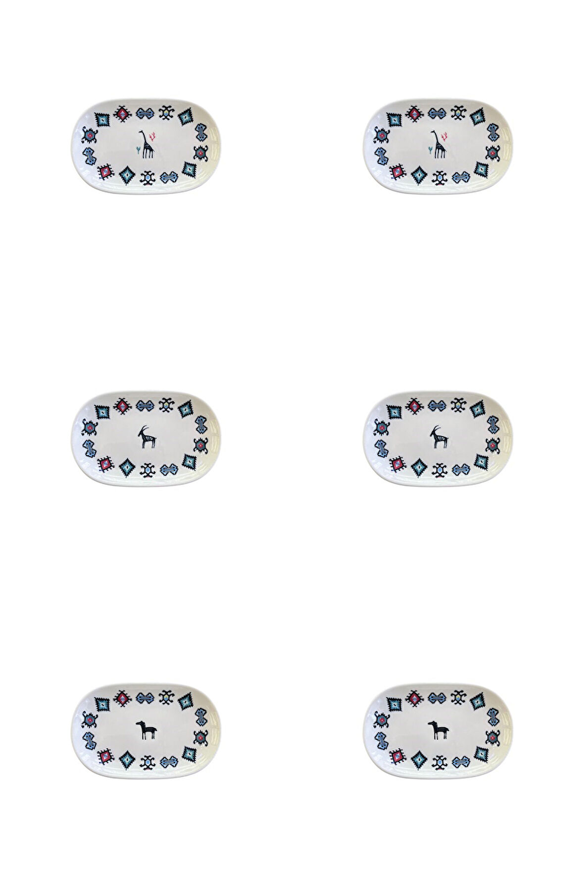 Porser Porselen Hitit Oval Kayık Tabak Takımı 20x13cm 6 Parça TVL6OKYPRS1229