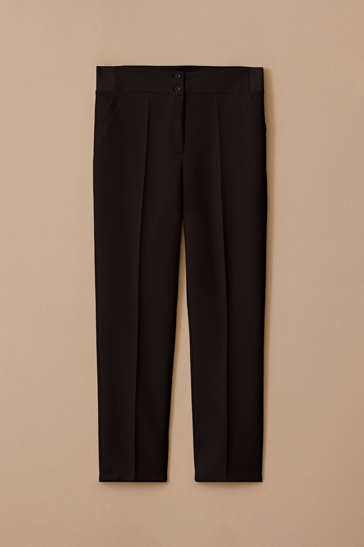 Kadın Büyük Beden Çift Düğmeli Bilek Boy Pantolon - Siyah | 44