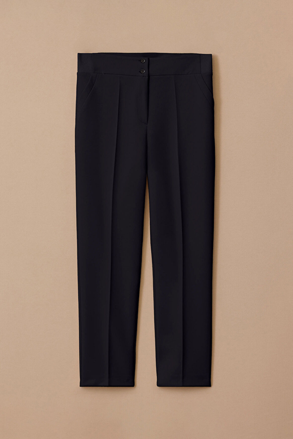 Kadın Büyük Beden Çift Düğmeli Bilek Boy Pantolon - Lacivert | 46