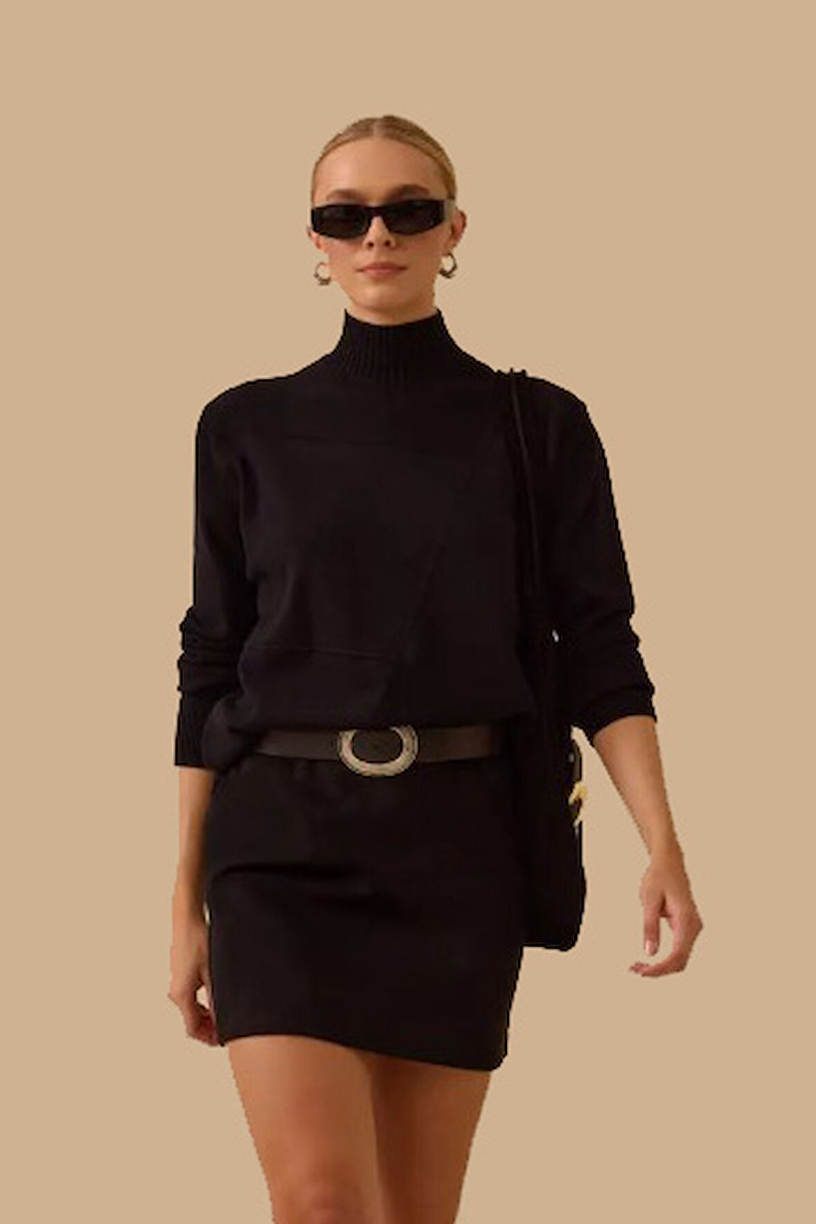 Kadın Uzun Kollu Örme Triko Kazak - Siyah | M