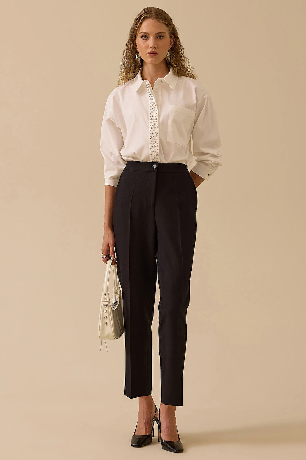 Seçil Kadın Beli Lastikli Bilek Boy Pantolon 0015 Siyah