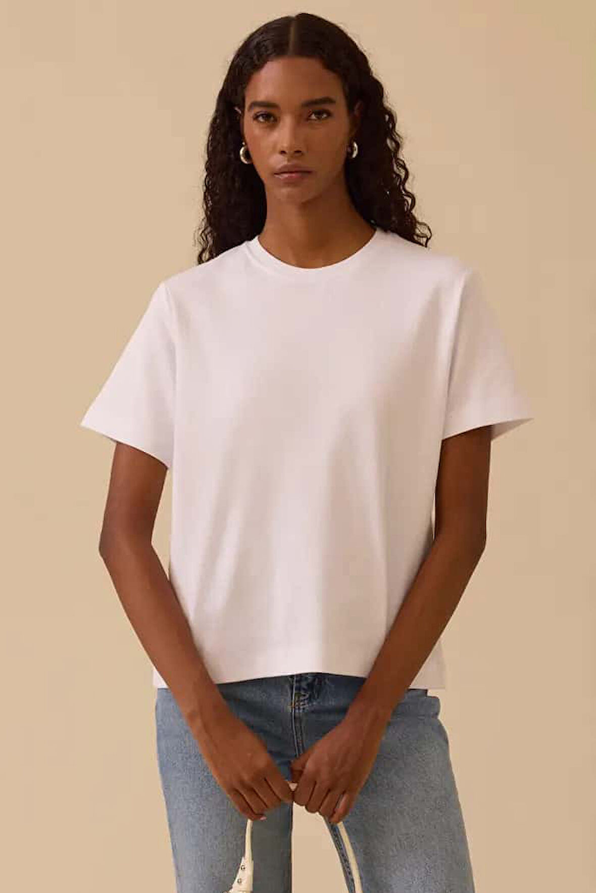 Kadın Kısa Kollu Basic T-Shirt - Beyaz | M