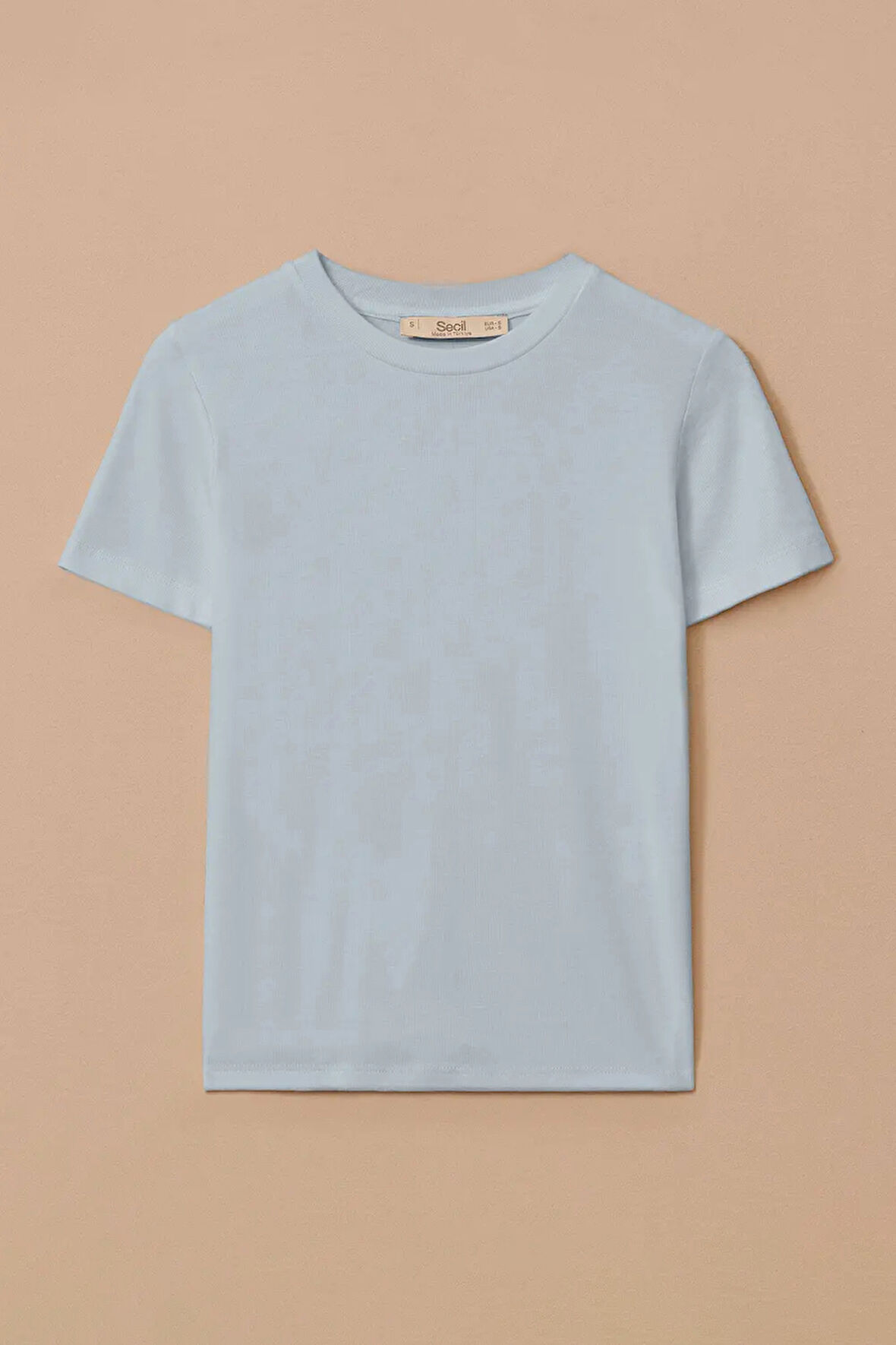 Kadın Yuvarlak Yaka Kısa Kollu Basic T-Shirt - Mavi | L