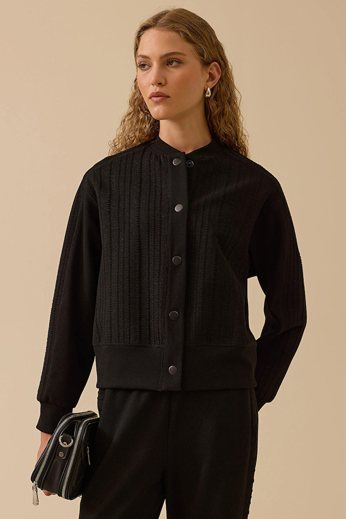 Seçil Kadın Hakim Yaka Çıtçıt Düğmeli Ceket 0023 Siyah