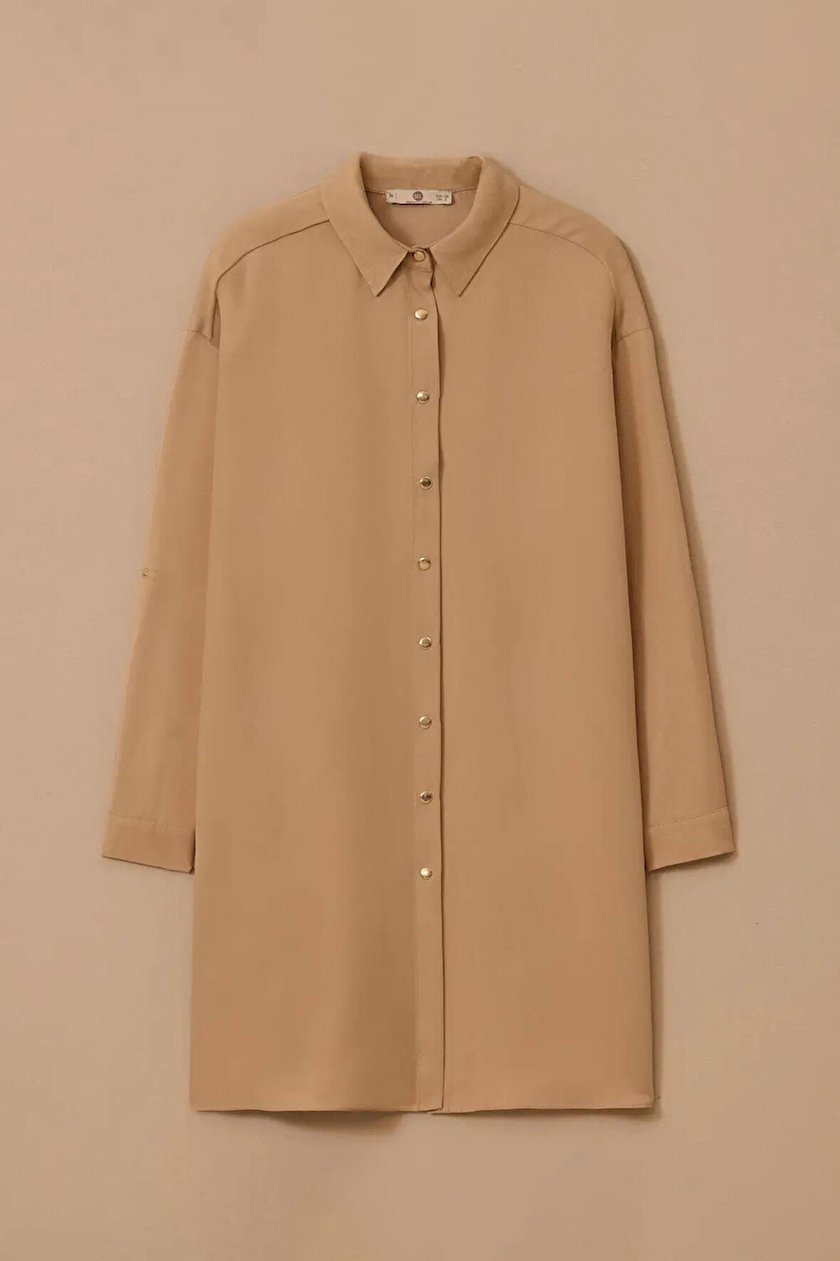 Kadın Uzun Kollu Basic Tunik - Bej | 38