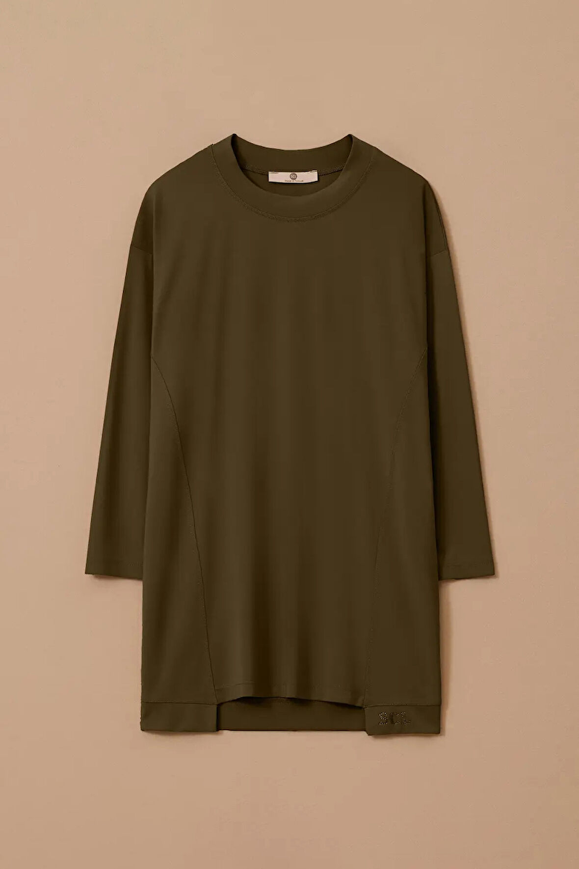 Kadın Sıfır Yaka Basic Tunik - Haki | L