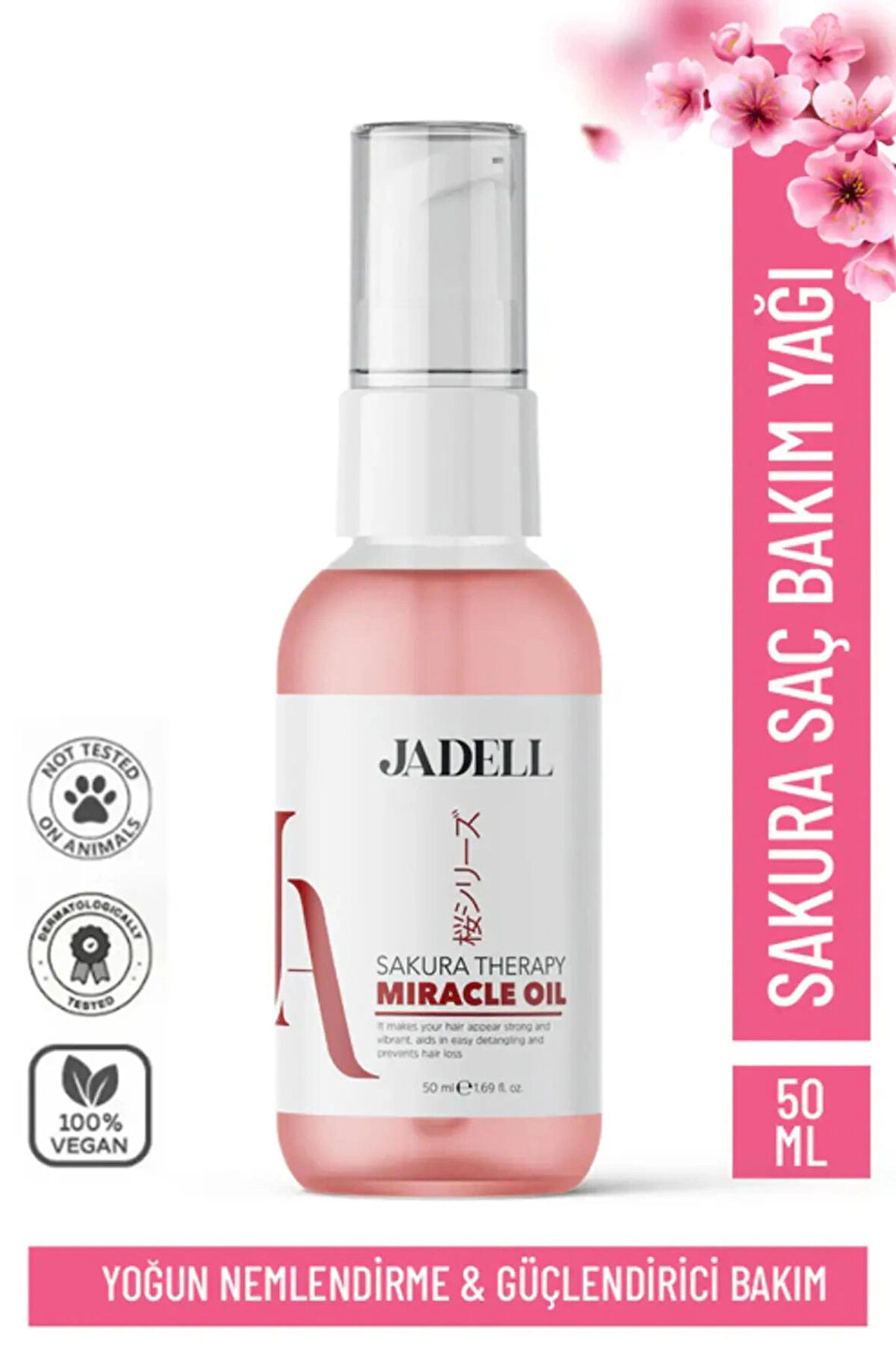 JADELL Sakura Therapy Miracle Oil Yenileyici Canlandırıcı Nemlendirici Besleyici Saç Bakım yağı 50 ml