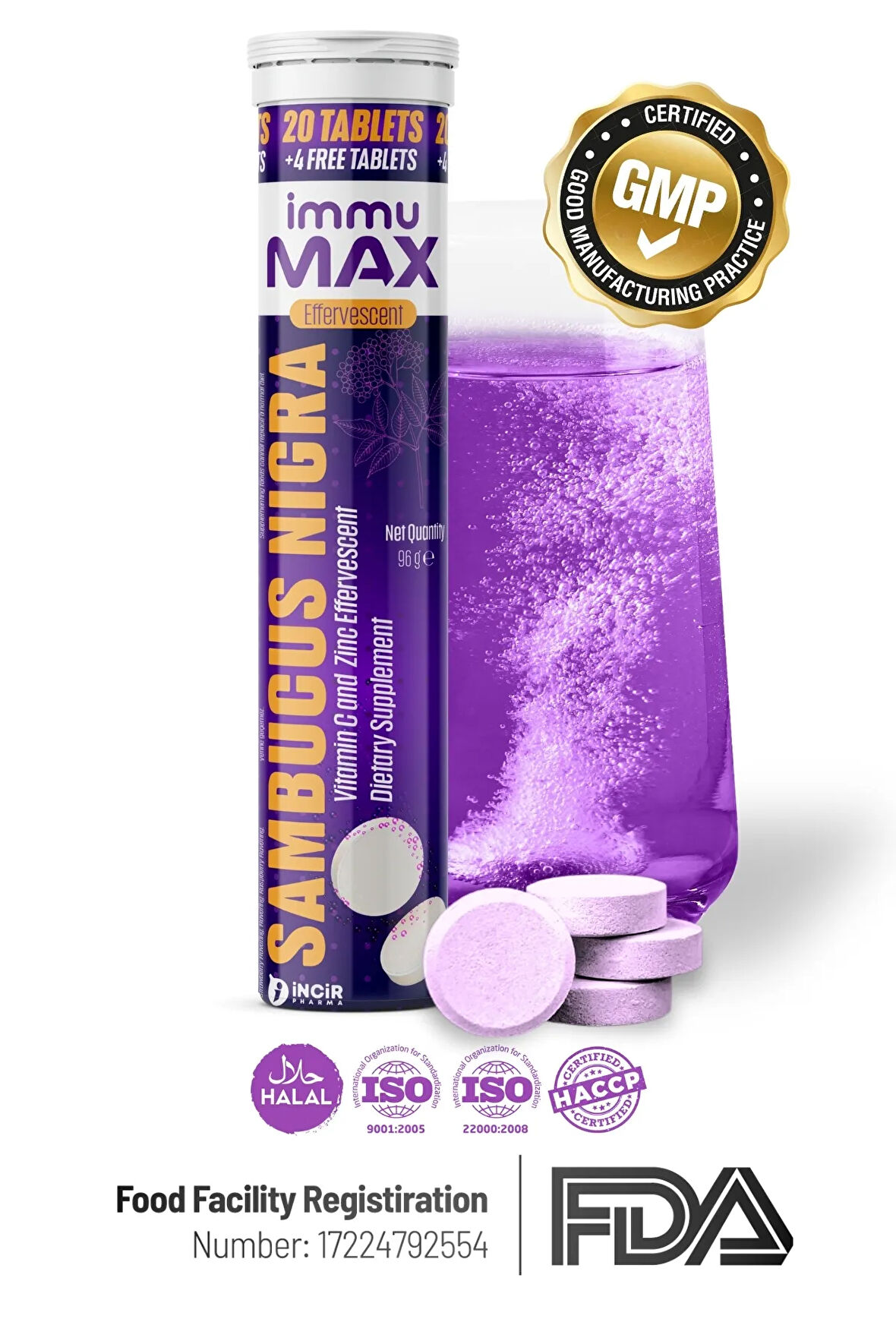 immuMAX Sambucus Nigra (Kara Mürver Ağacı) + (Vitamin C + Çinko) Efervesan Tablet