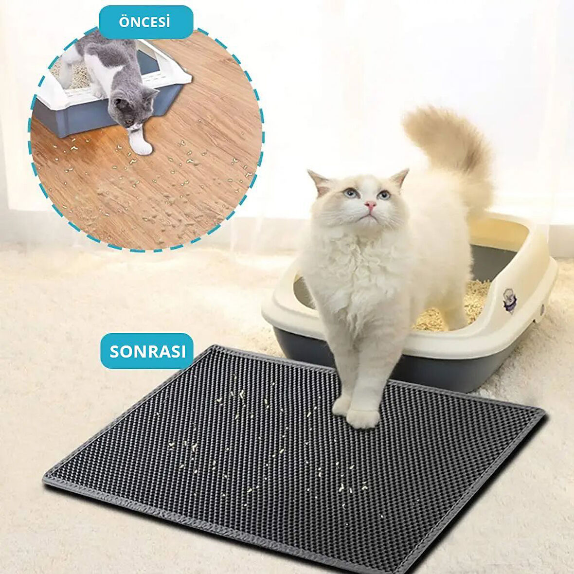 MattCar Eva Kum ve Mama Kedi Matı 50*75
