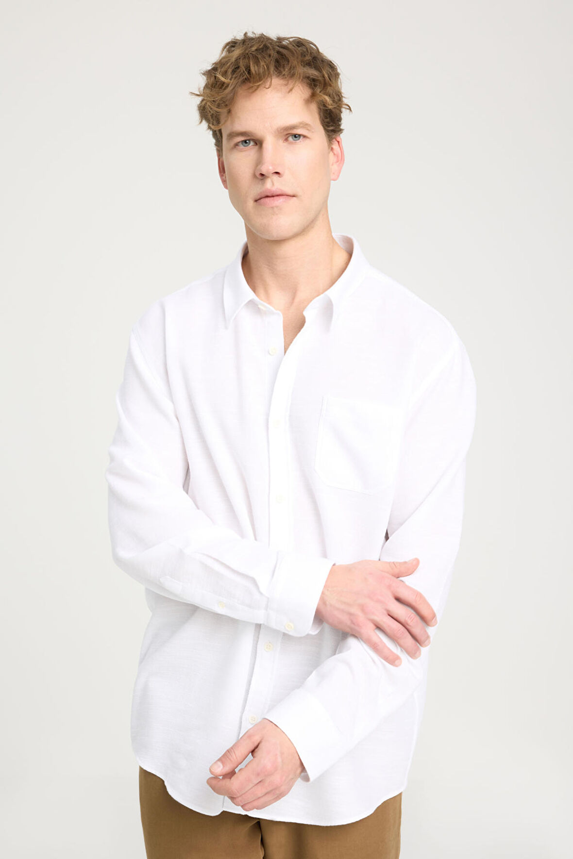 Loose Fit Rahat Kesim %100 Pamuk Beyaz Gömlek