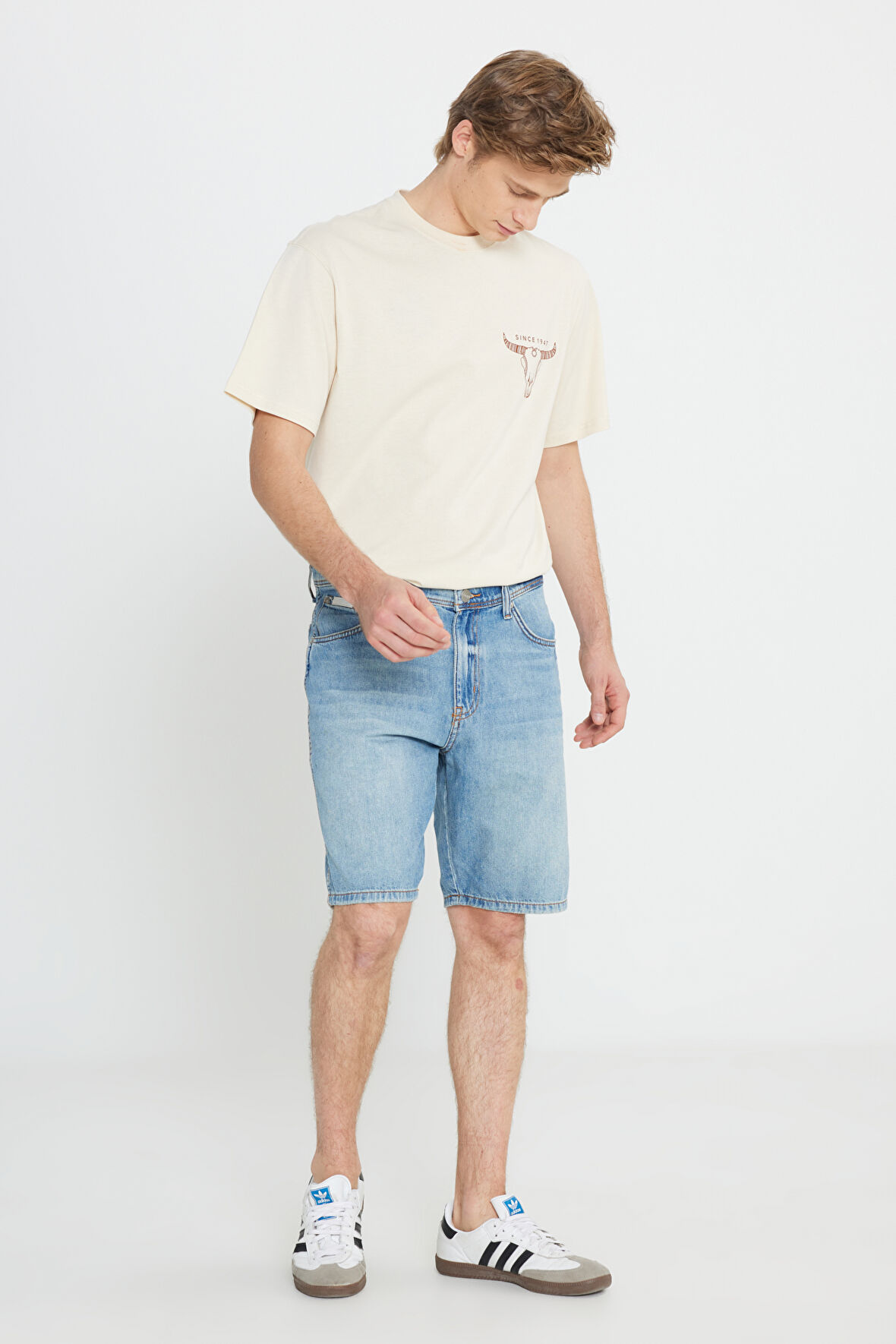 Regular Fit Normal Kesim Normal Bel %100 Pamuk Açık Mavi Jean Kot Şort