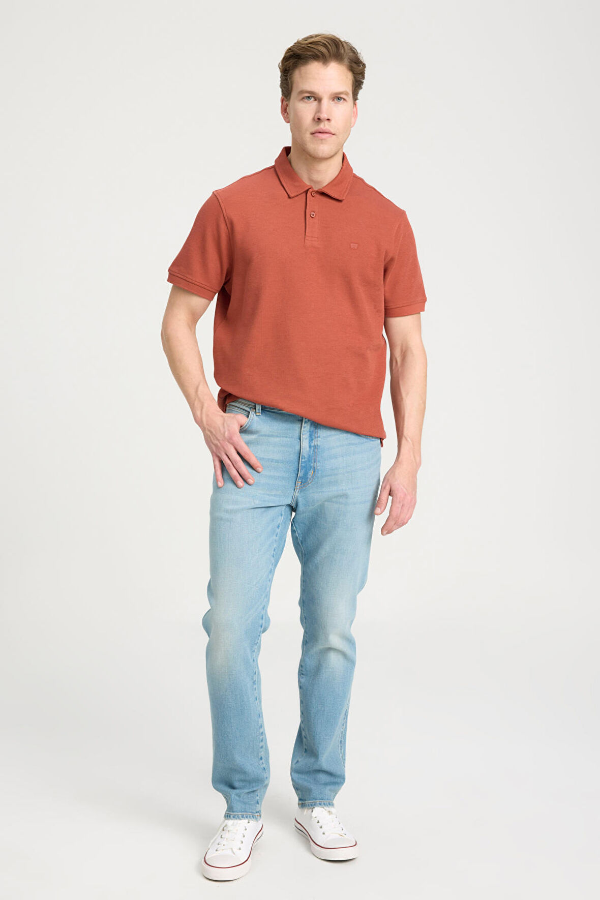 Regular Fit Normal Kesim Düşük Bel Dar Paça Açık Mavi Texas Tapered Jean Kot Pantolon