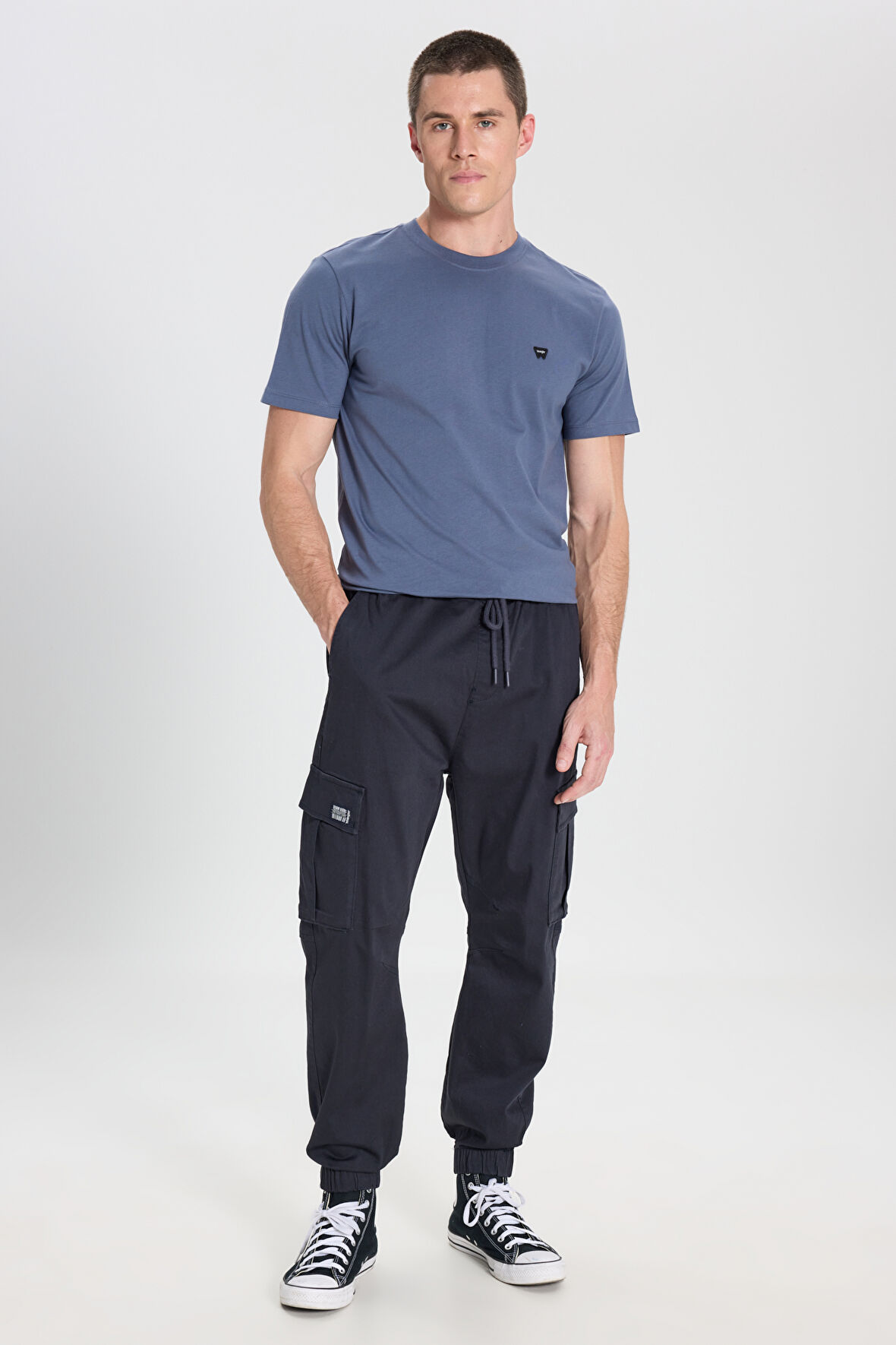 Regular Fit Normal Kesim Normal Bel Dar Paça Lacivert Jogger Pantolon