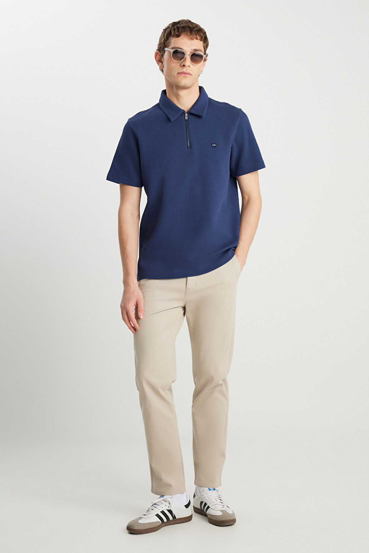 Slim Fit Dar Kesim Normal Bel DarPaça Bej Chino Pantolon