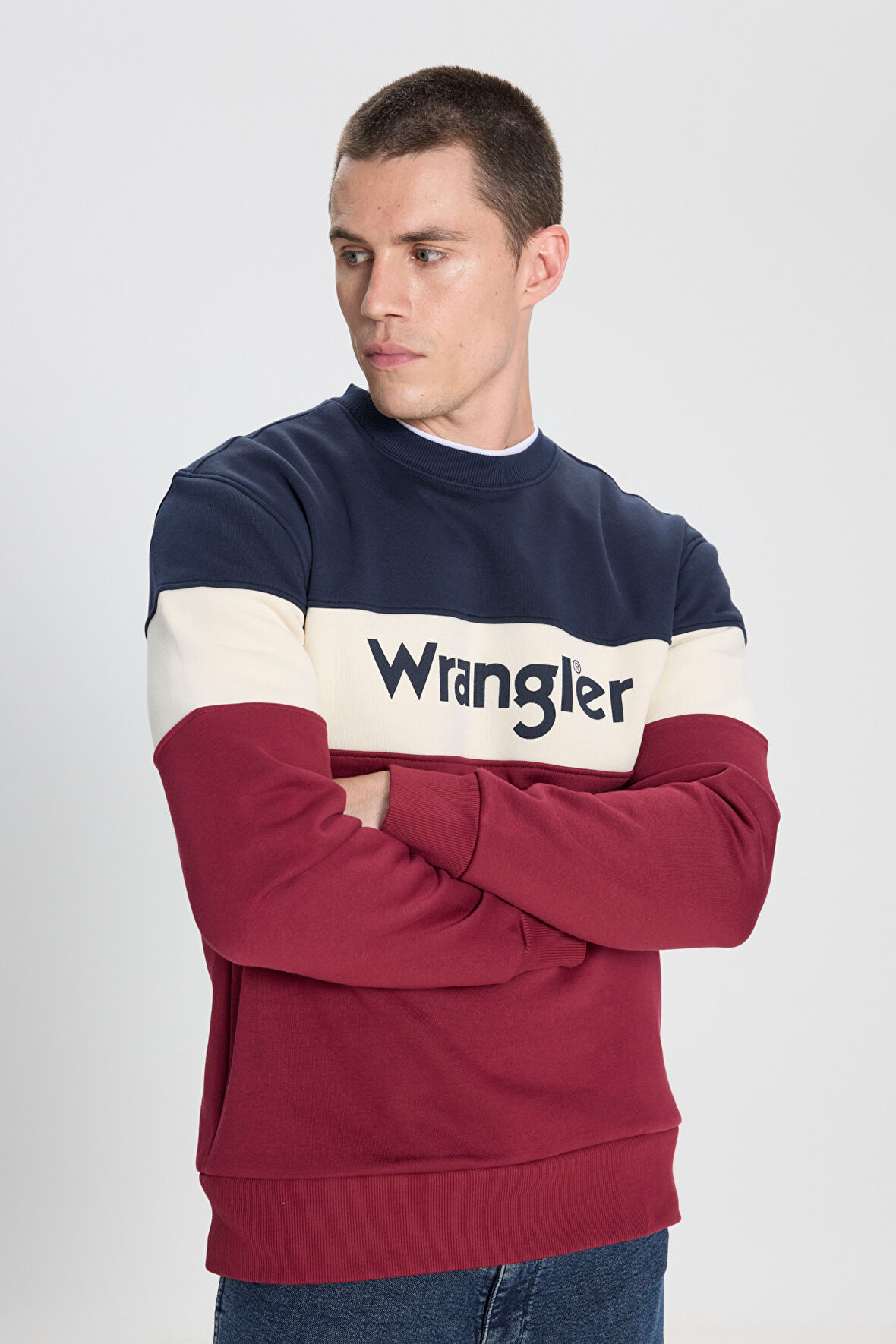 Regular Fit Normal Kesim Bisiklet Yaka İçi Polarlı Bordo Sweatshirt