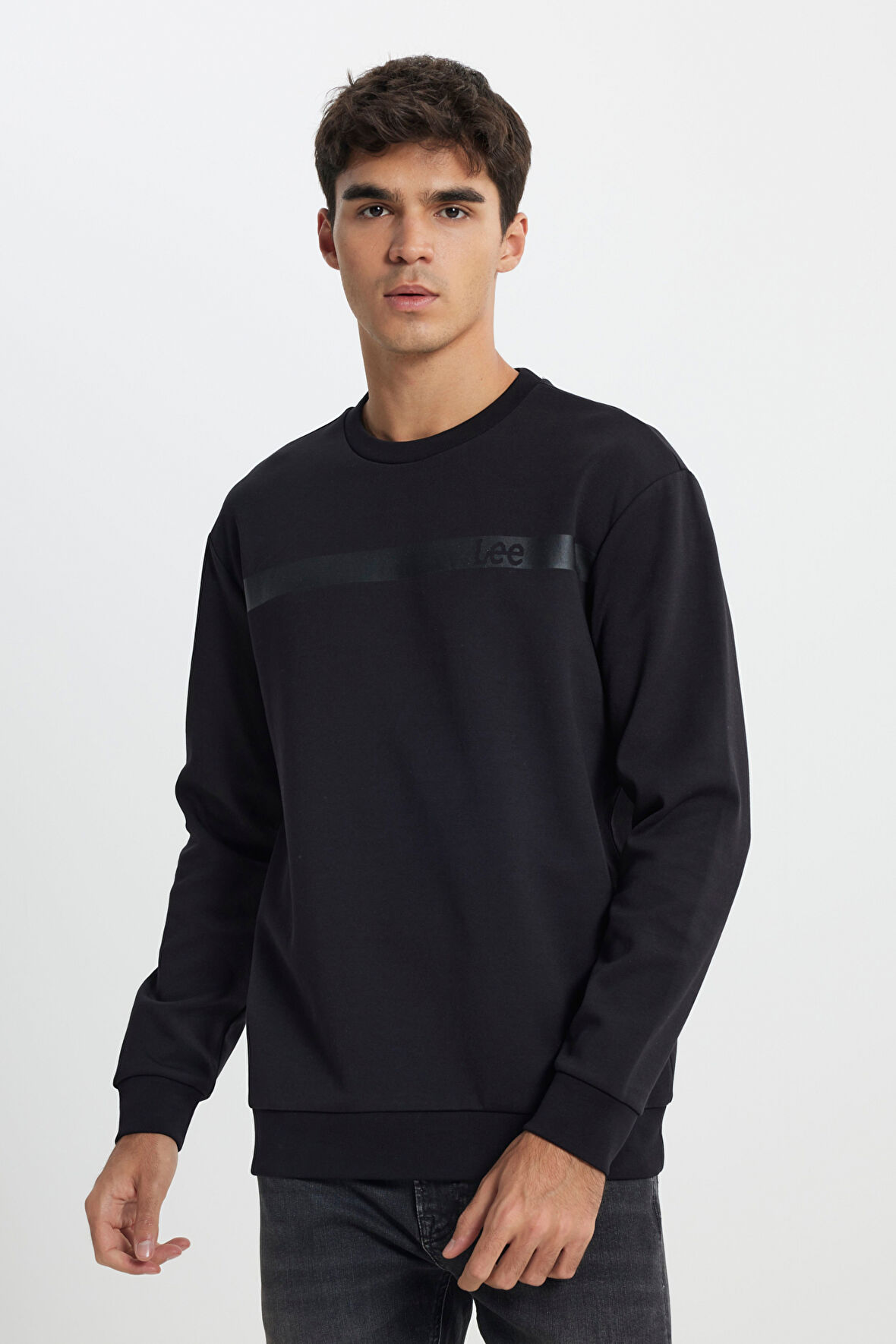 Regular Fit Normal Kesim Bisiklet Yaka Siyah Sweatshirt