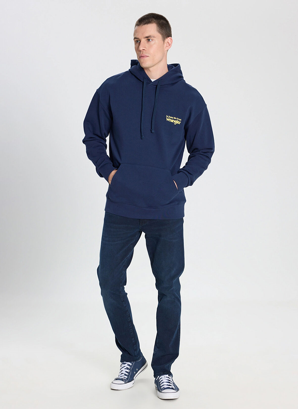 Wrangler Kapüşon Yaka Lacivert Erkek Sweatshırt W6M95935829