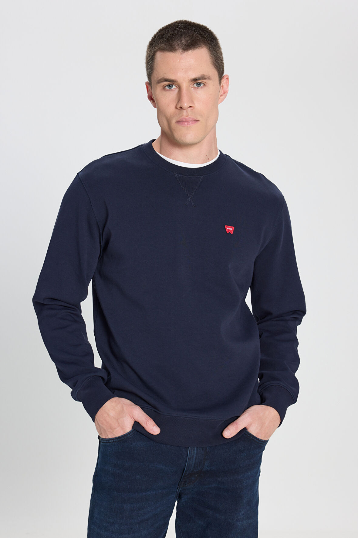 Regular Fit Normal Kesim Bisiklet Yaka Lacivert Sweatshirt