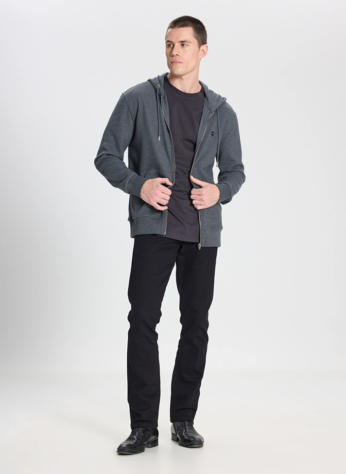 Wrangler Kapüşon Yaka Antrasit Erkek Sweatshırt W242664ANM Antrasit Sweatshirt