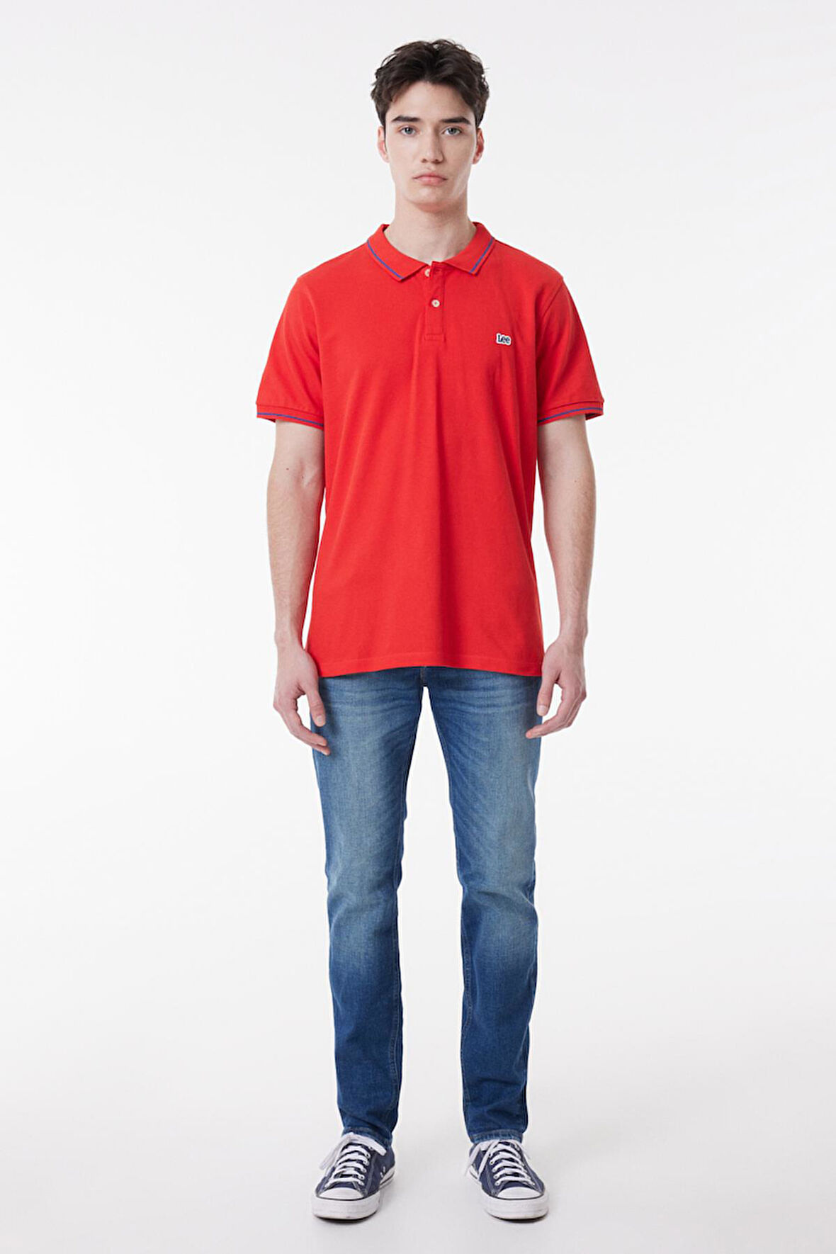 Lee Slim Fit Dar Kesim Polo Yaka %100 Pamuk Erkek T-shirt L61ARLQM
