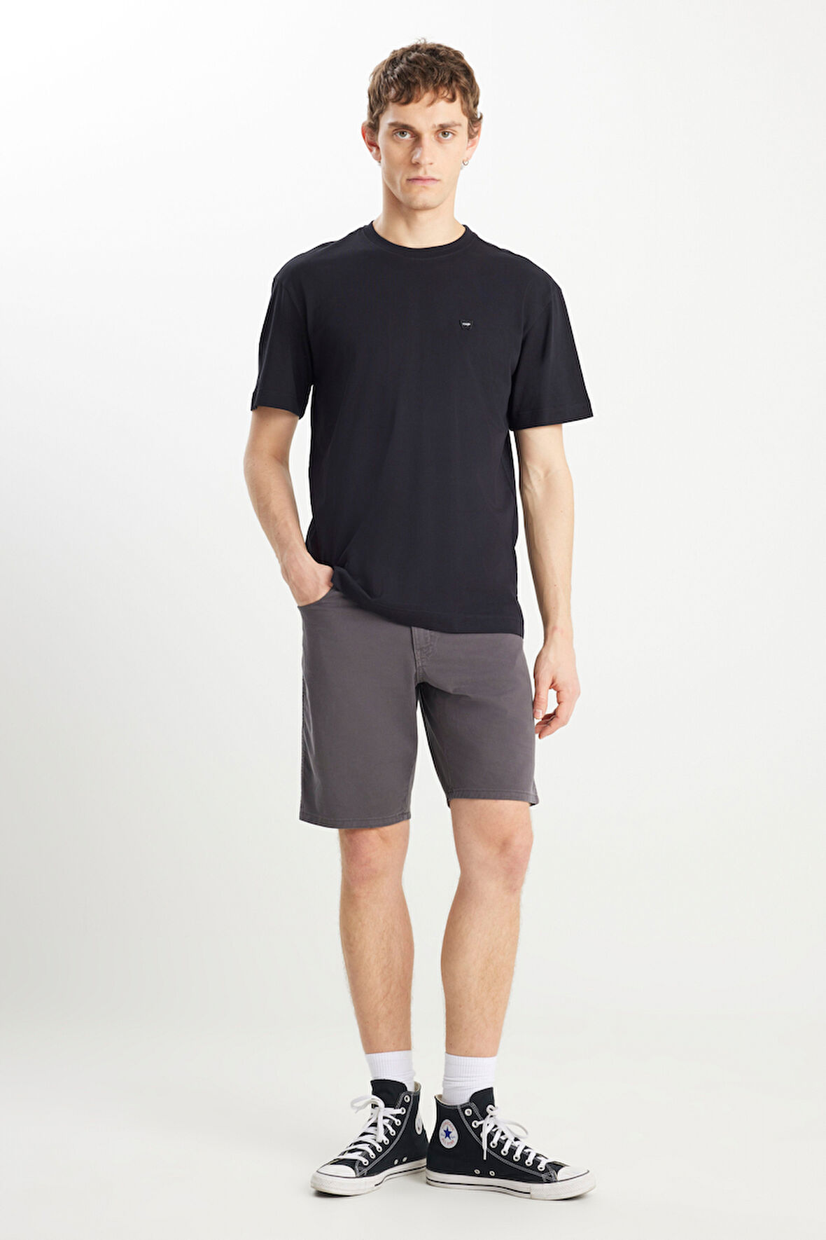 %100 Pamuk Relaxed Fit Normal Kesim Bisiklet Yaka Siyah Tişört