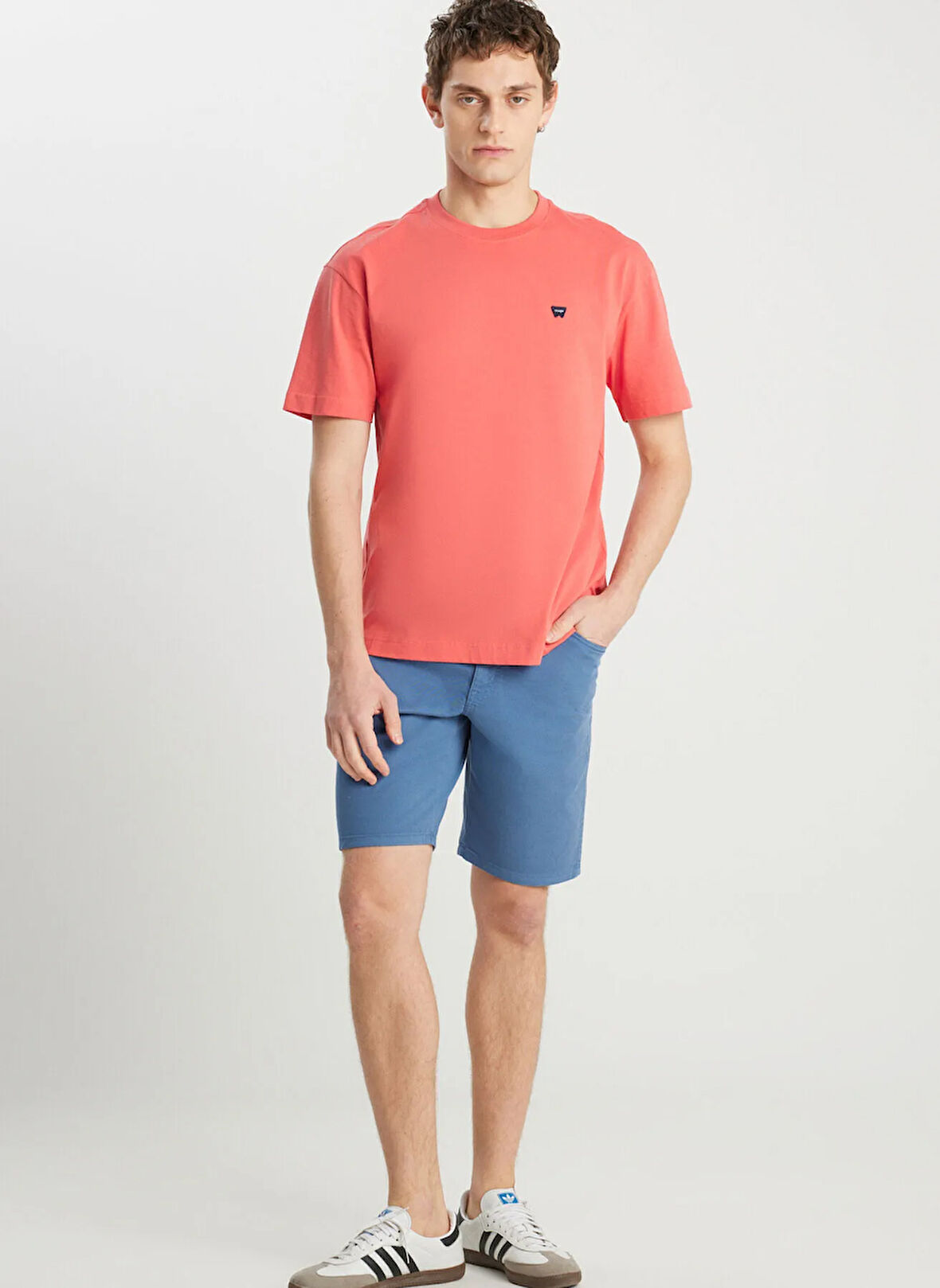 Wrangler Bisiklet Yaka Kiremit Erkek T-Shirt MW7NM20387733L Relaxed Fit Small