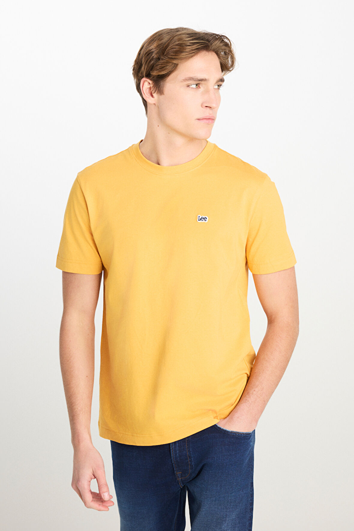 Regular Fit Normal Kesim Bisiklet Yaka Sarı Tişört