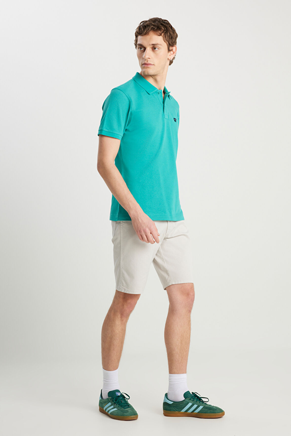 Slim Fit Dar Kesim Normal Bel Pamuklu Taş Rengi 5 Cep Şort