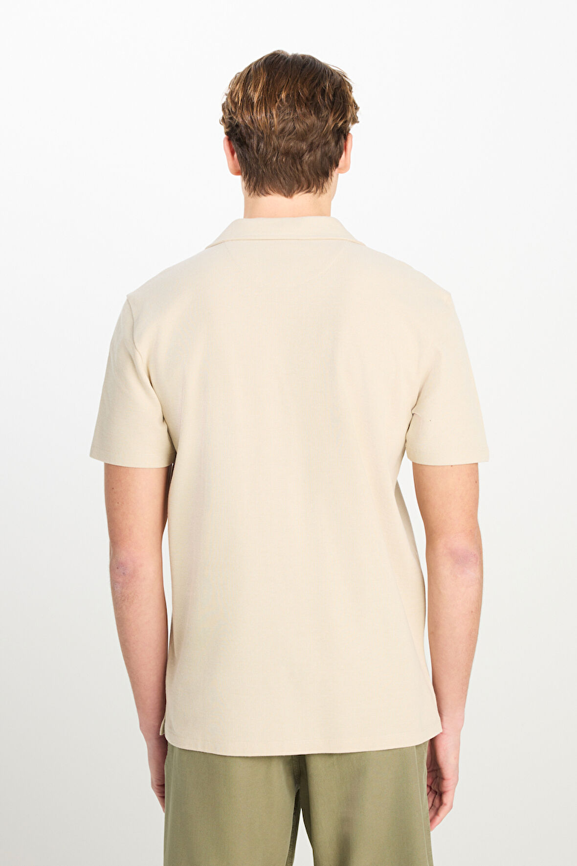 Relaxed Fit Geniş Kesim Deve Tüyü Pamuklu Gömlek