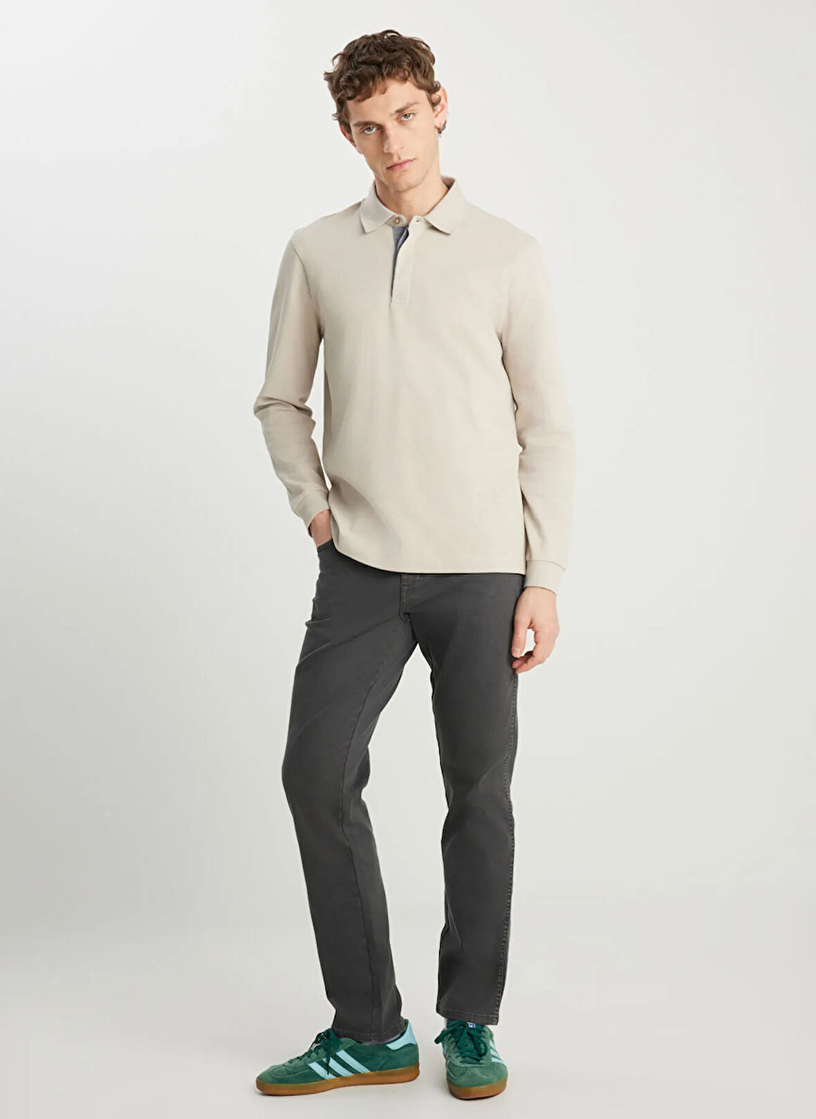 Wrangler Taş Erkek Polo T-Shirt W251068313 Uzun Kol Polo T-shirt